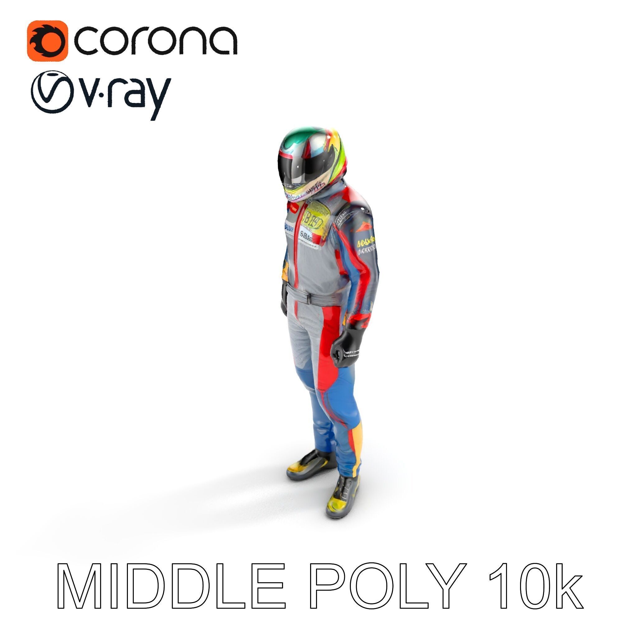 Professional Racing Driver Suit Model Pack Low-poly 3D model_19