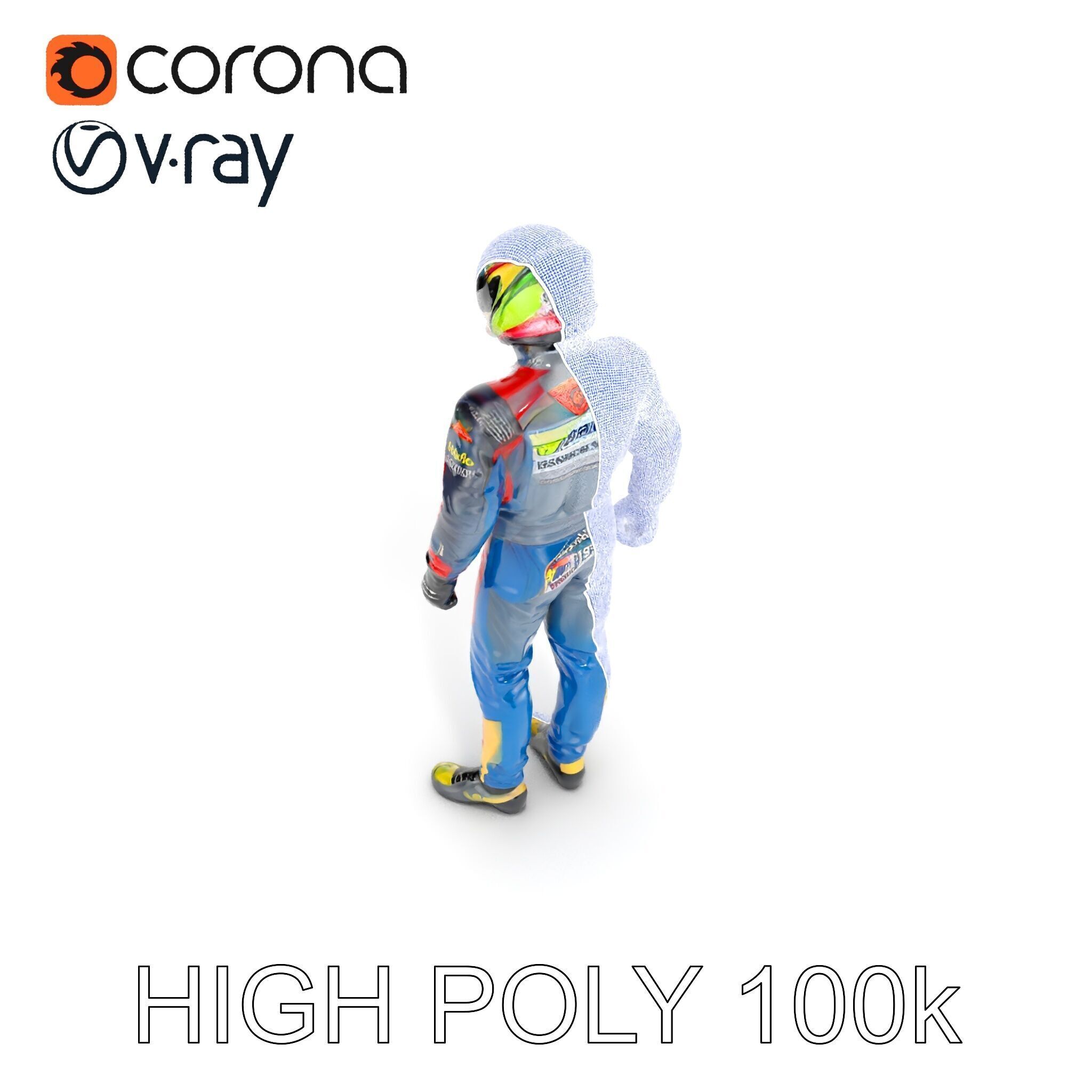 Professional Racing Driver Suit Model Pack Low-poly 3D model_24