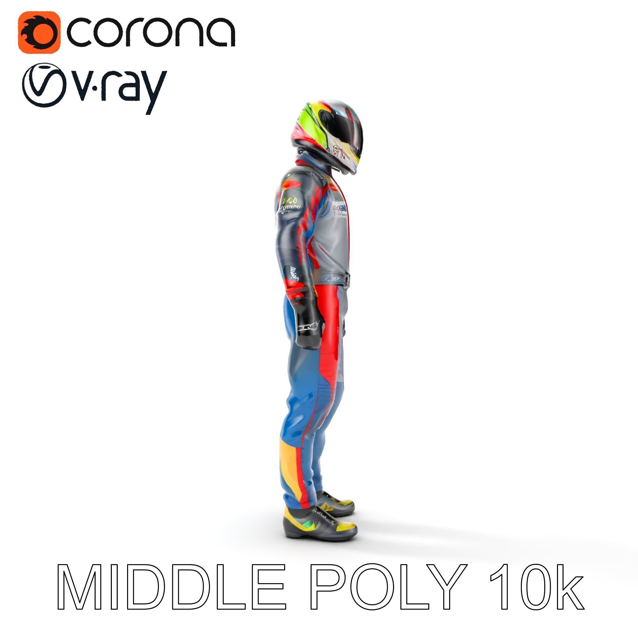 Professional Racing Driver Suit Model Pack Low-poly 3D model_11