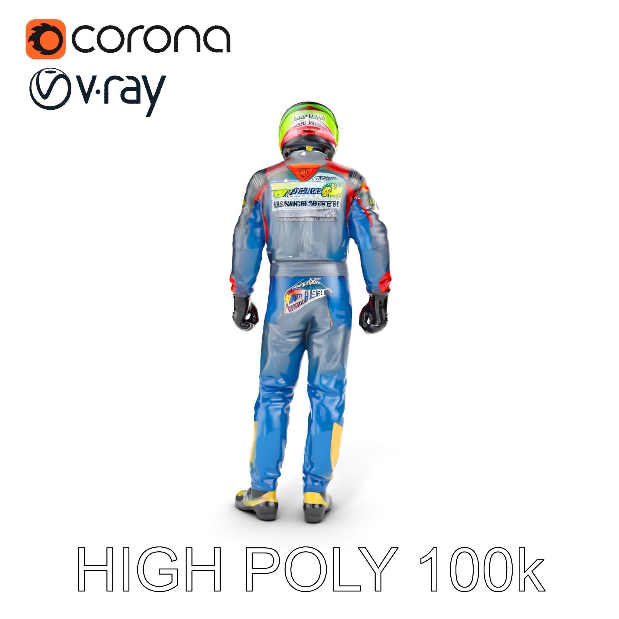 Professional Racing Driver Suit Model Pack Low-poly 3D model_10