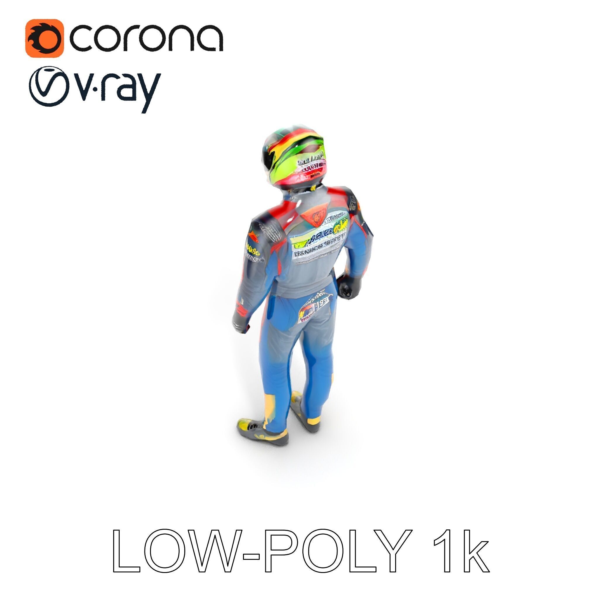 Professional Racing Driver Suit Model Pack Low-poly 3D model_15