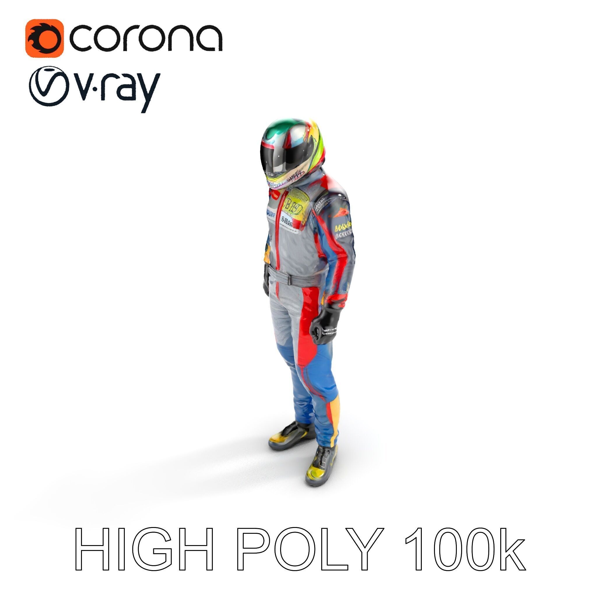 Professional Racing Driver Suit Model Pack Low-poly 3D model_13