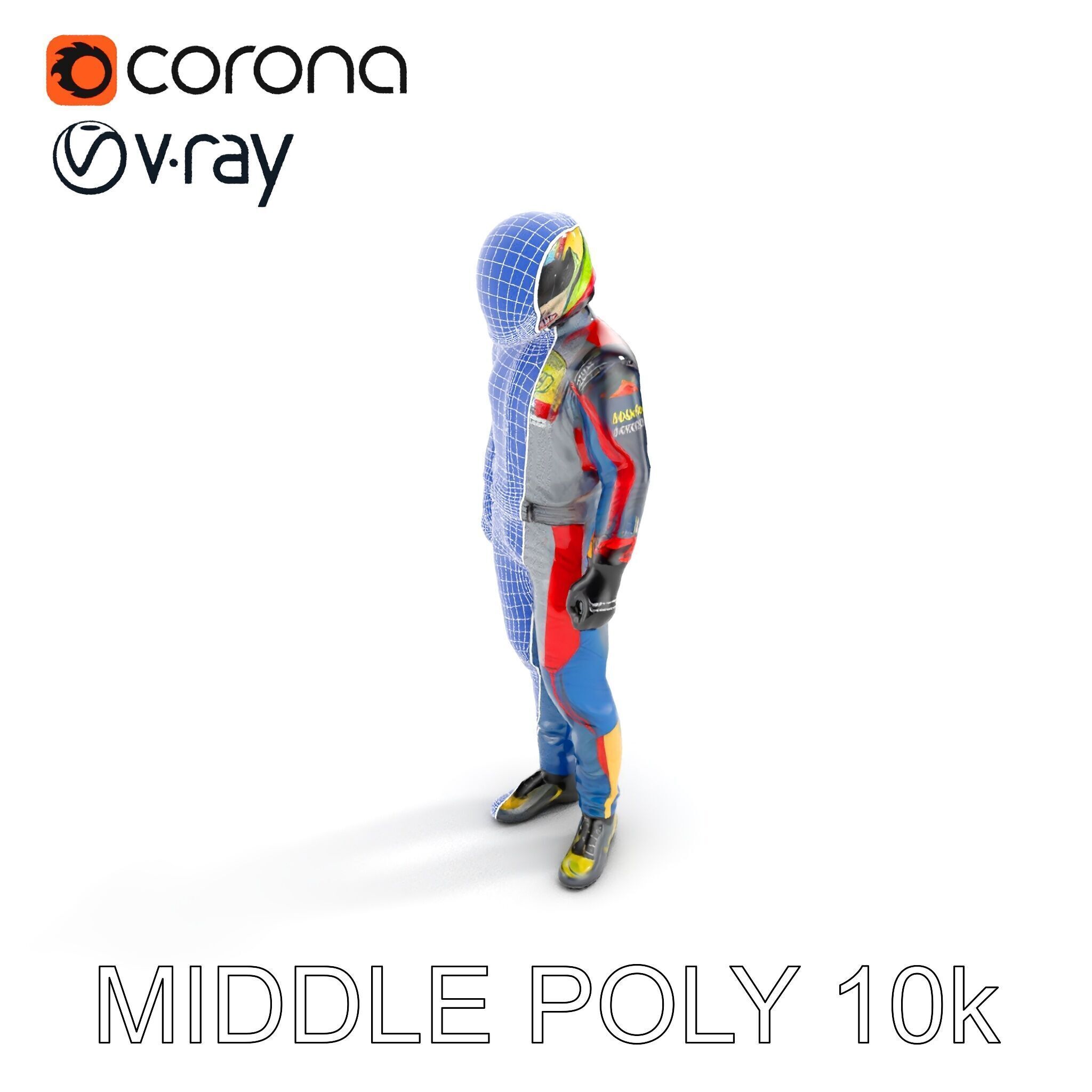 Professional Racing Driver Suit Model Pack Low-poly 3D model_22