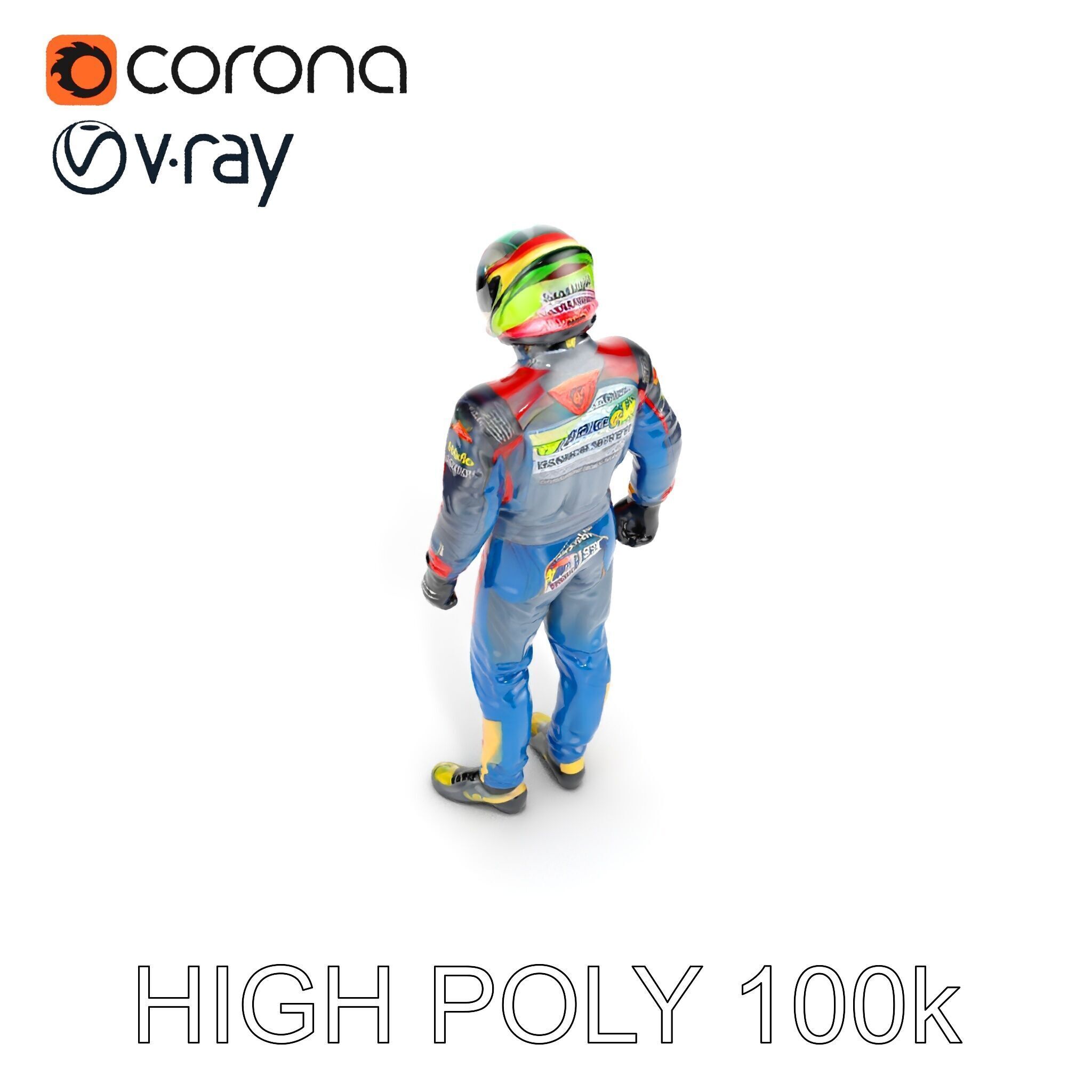 Professional Racing Driver Suit Model Pack Low-poly 3D model_21