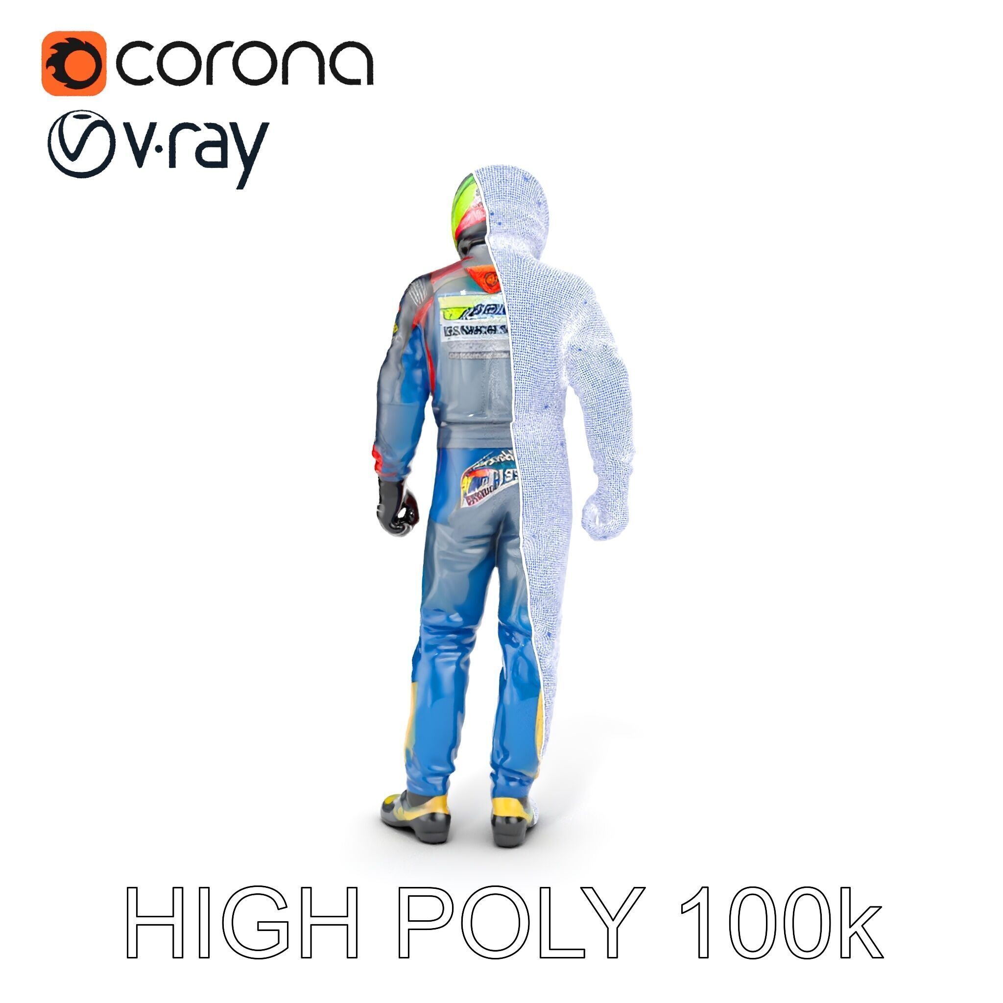 Professional Racing Driver Suit Model Pack Low-poly 3D model_32