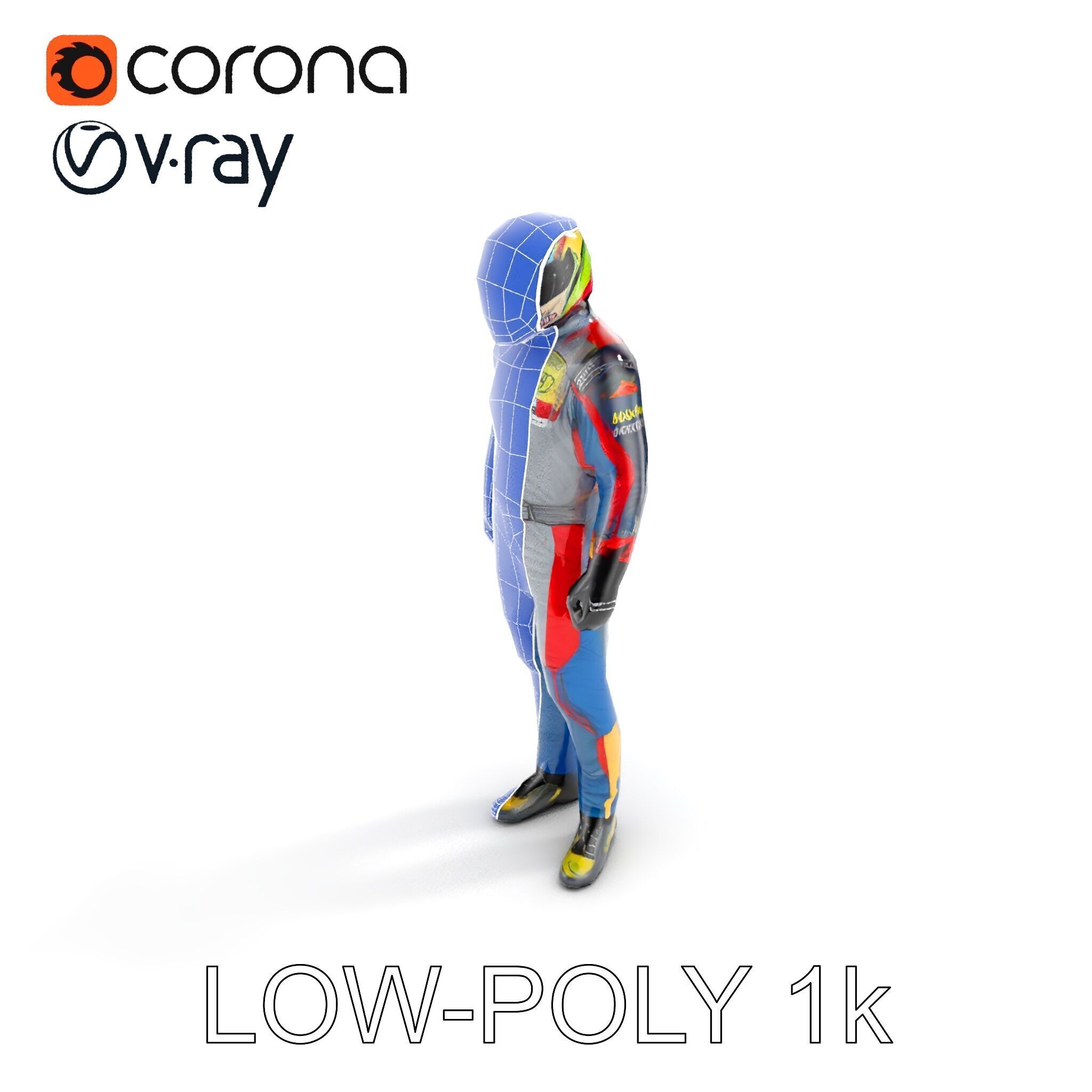 Professional Racing Driver Suit Model Pack Low-poly 3D model_23