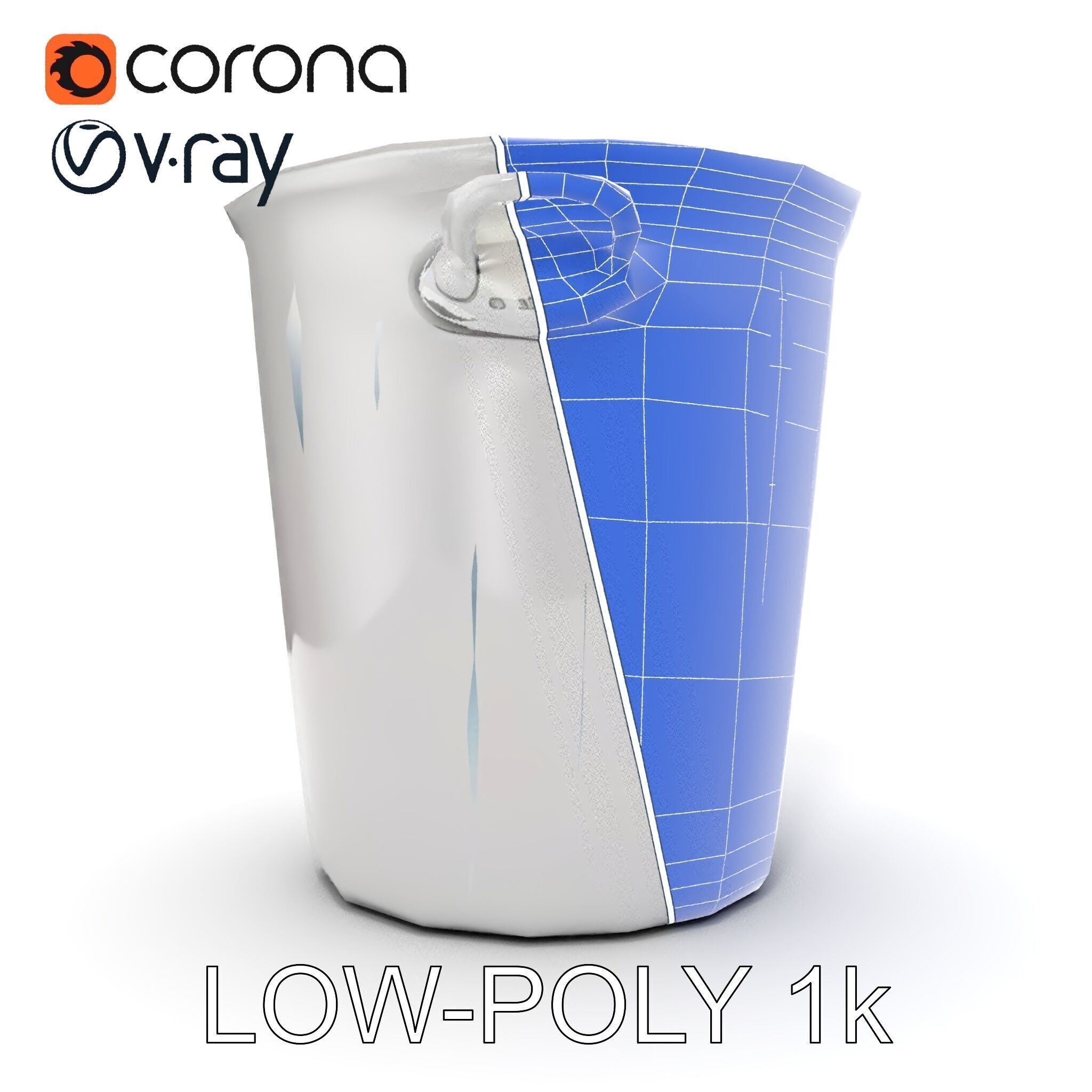 Metallic Ice Bucket Model Pack Low-poly 3D model_31