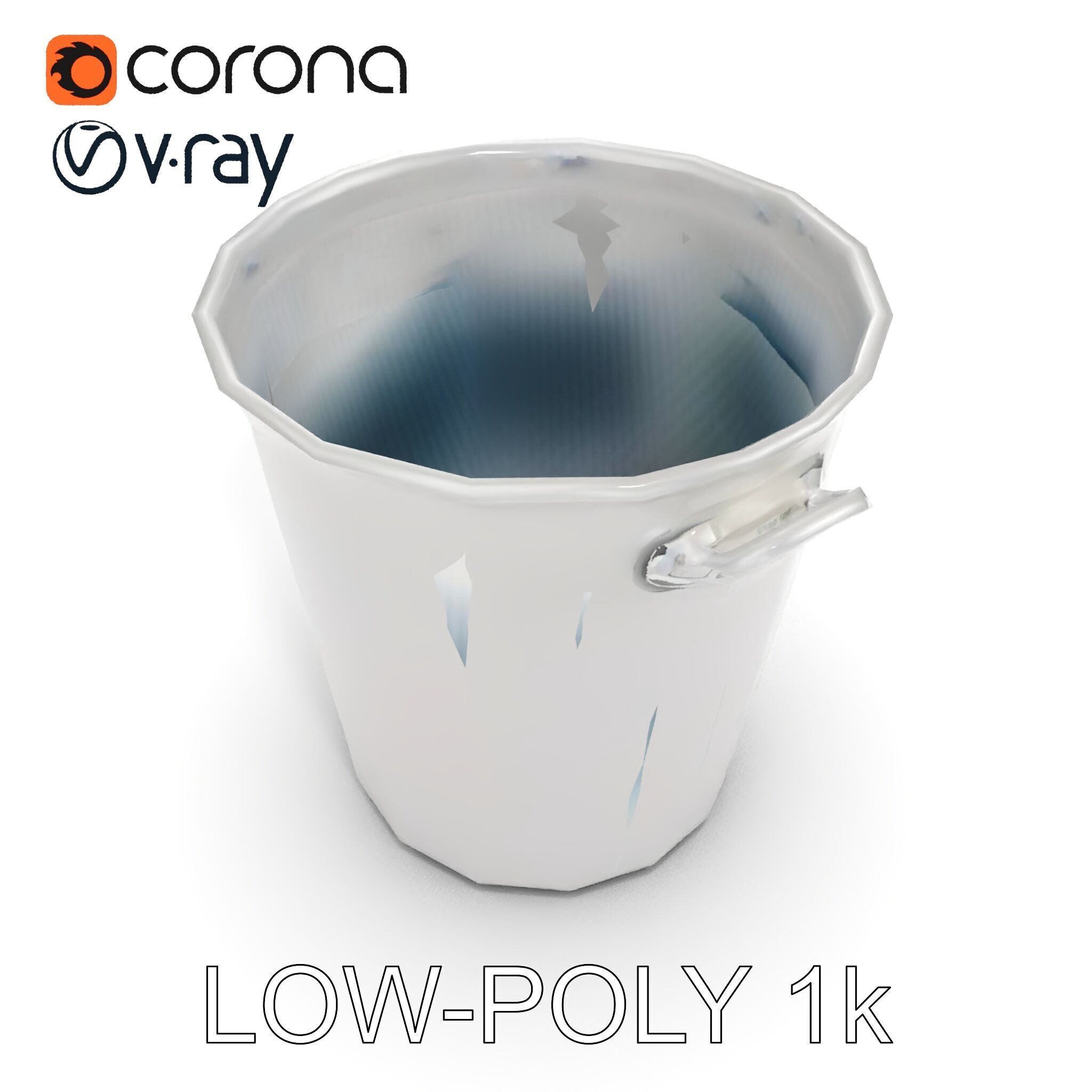 Metallic Ice Bucket Model Pack Low-poly 3D model_7