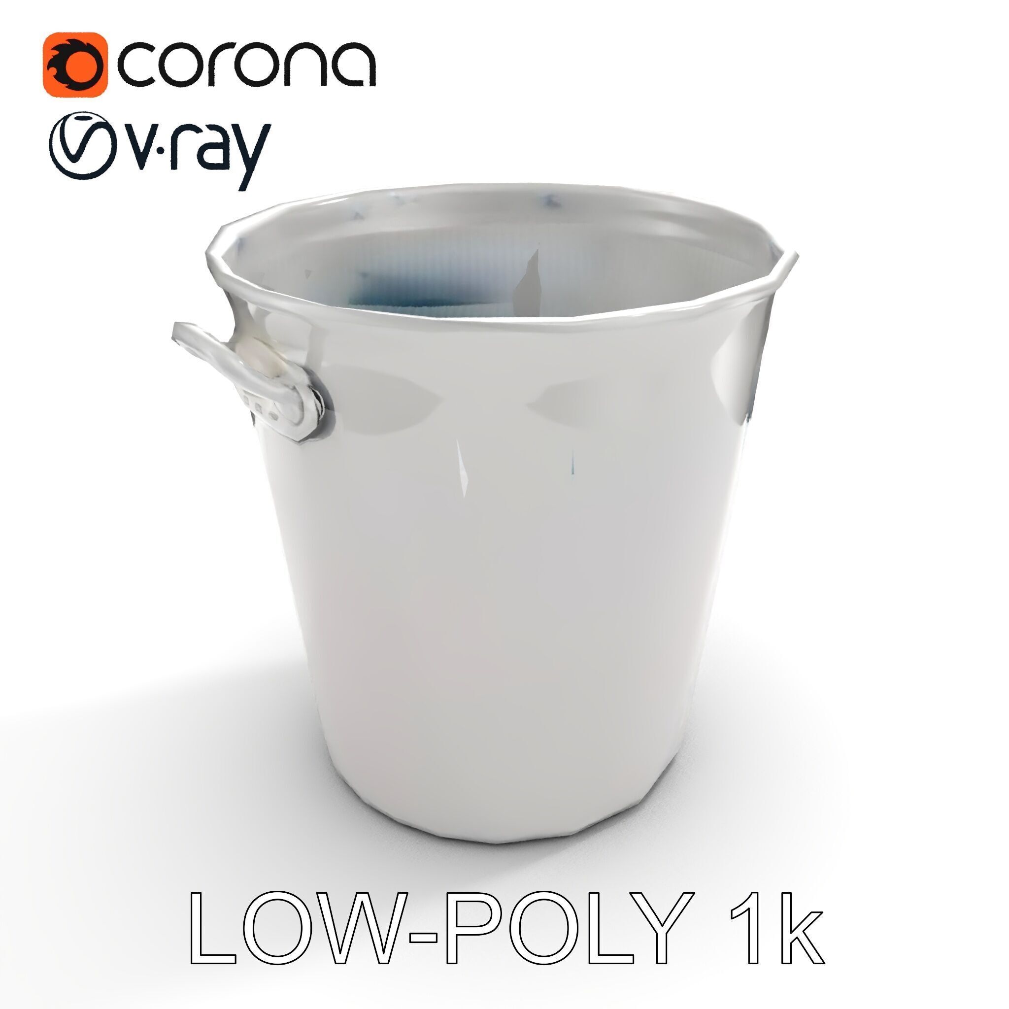 Metallic Ice Bucket Model Pack Low-poly 3D model_9