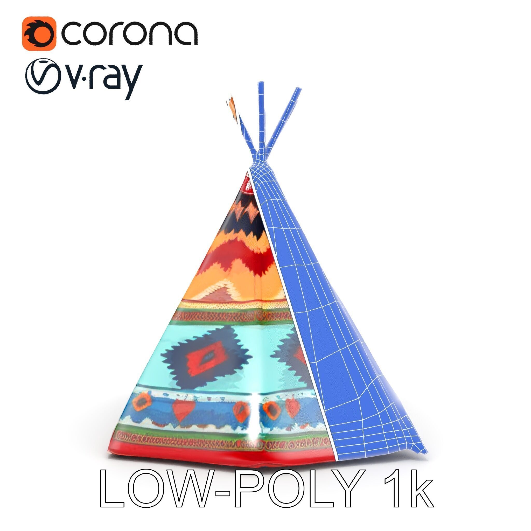 Colorful Teepee Tent D Model Pack Low-poly 3D model_10