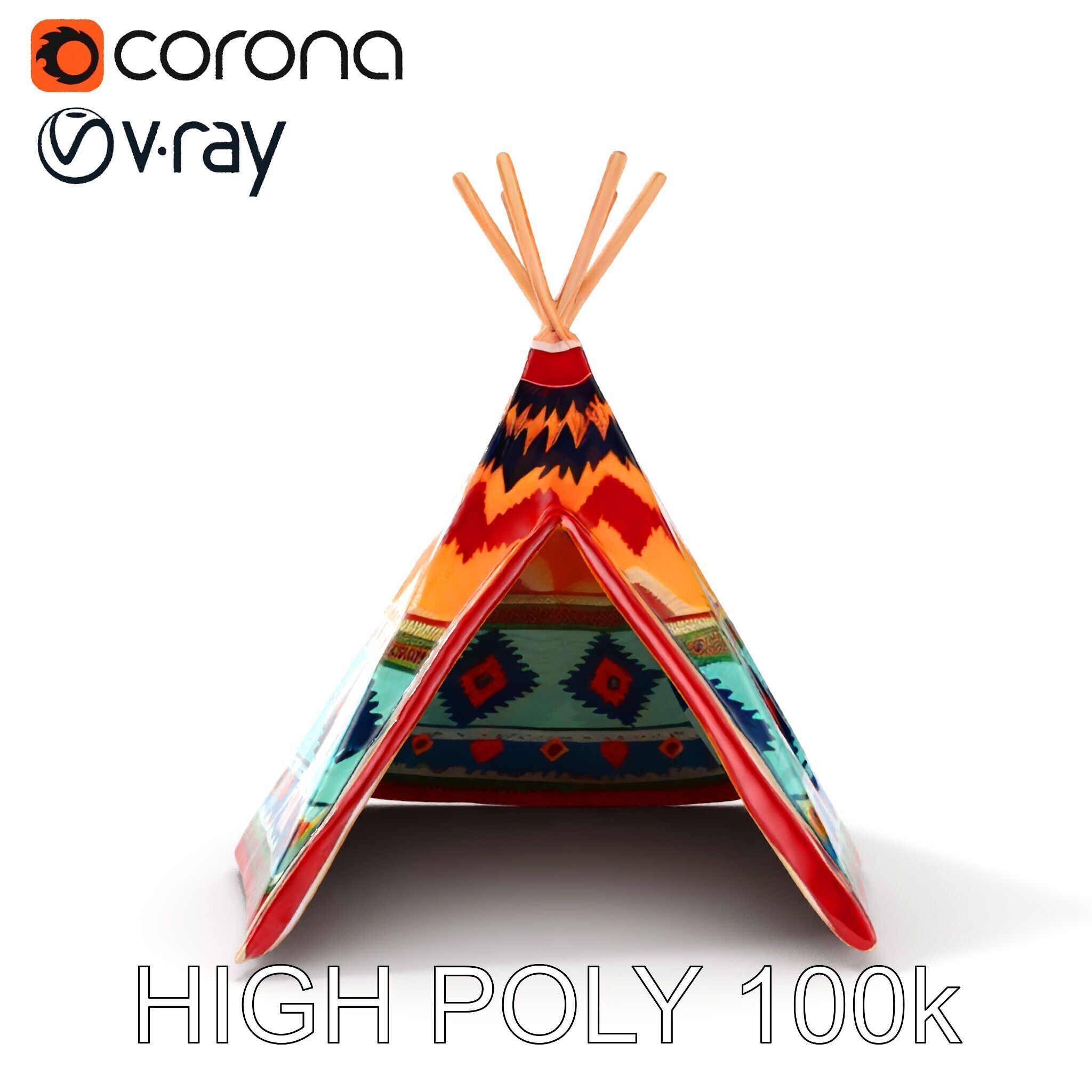 Colorful Teepee Tent D Model Pack Low-poly 3D model_8