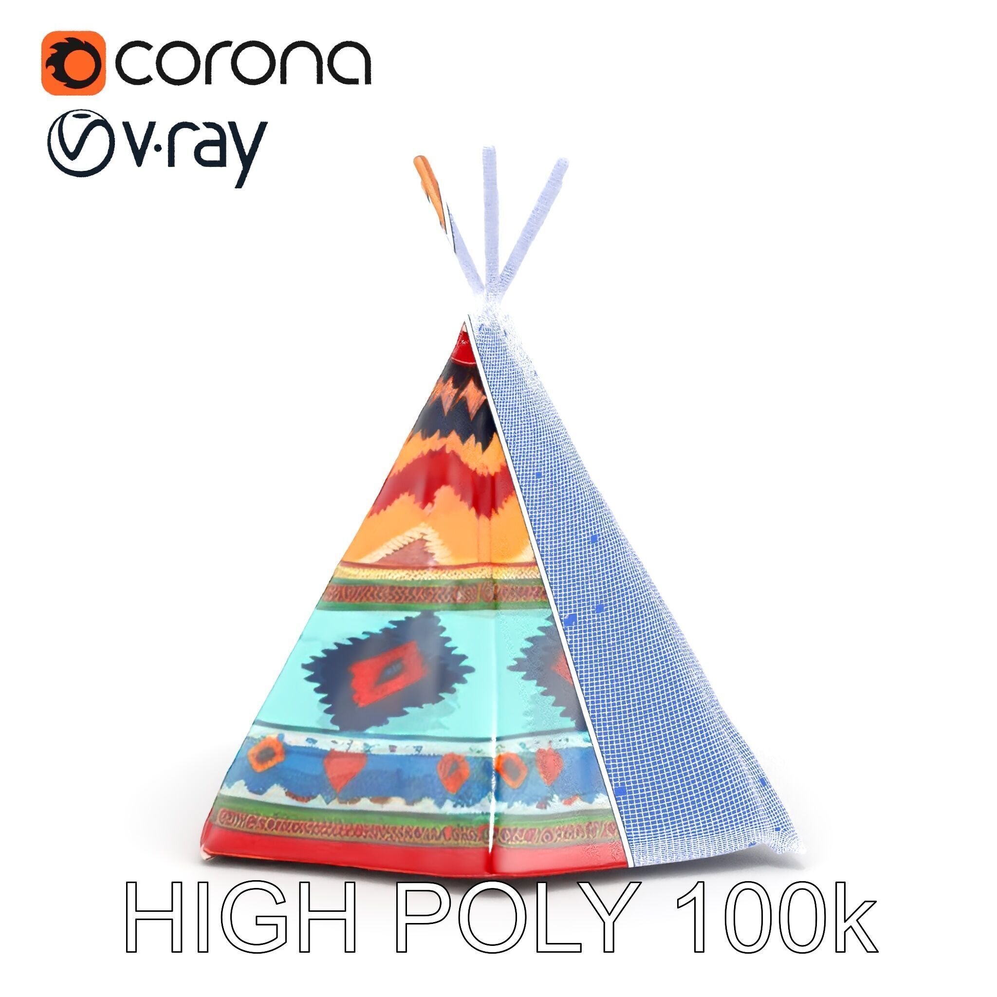 Colorful Teepee Tent D Model Pack Low-poly 3D model_31