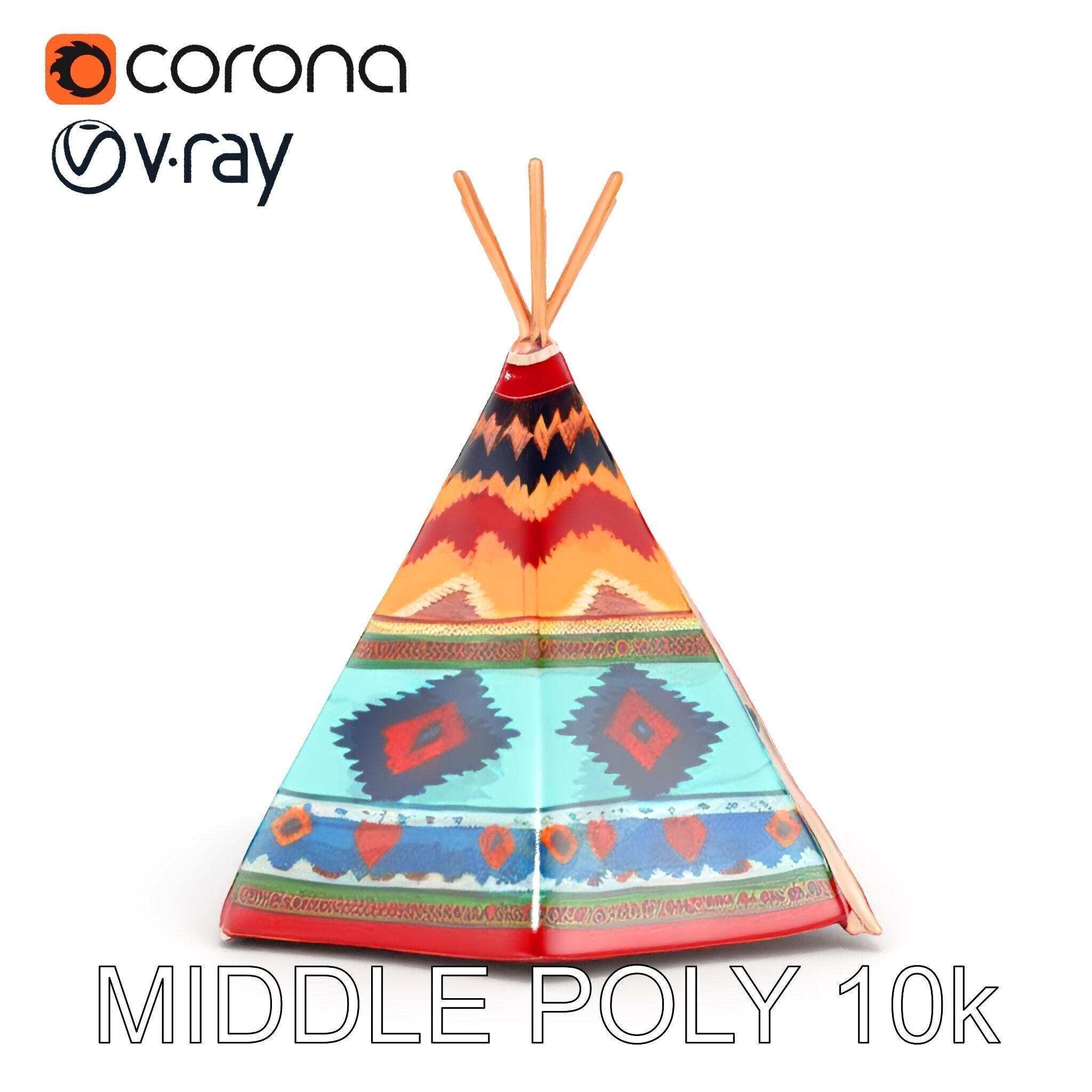 Colorful Teepee Tent D Model Pack Low-poly 3D model_9