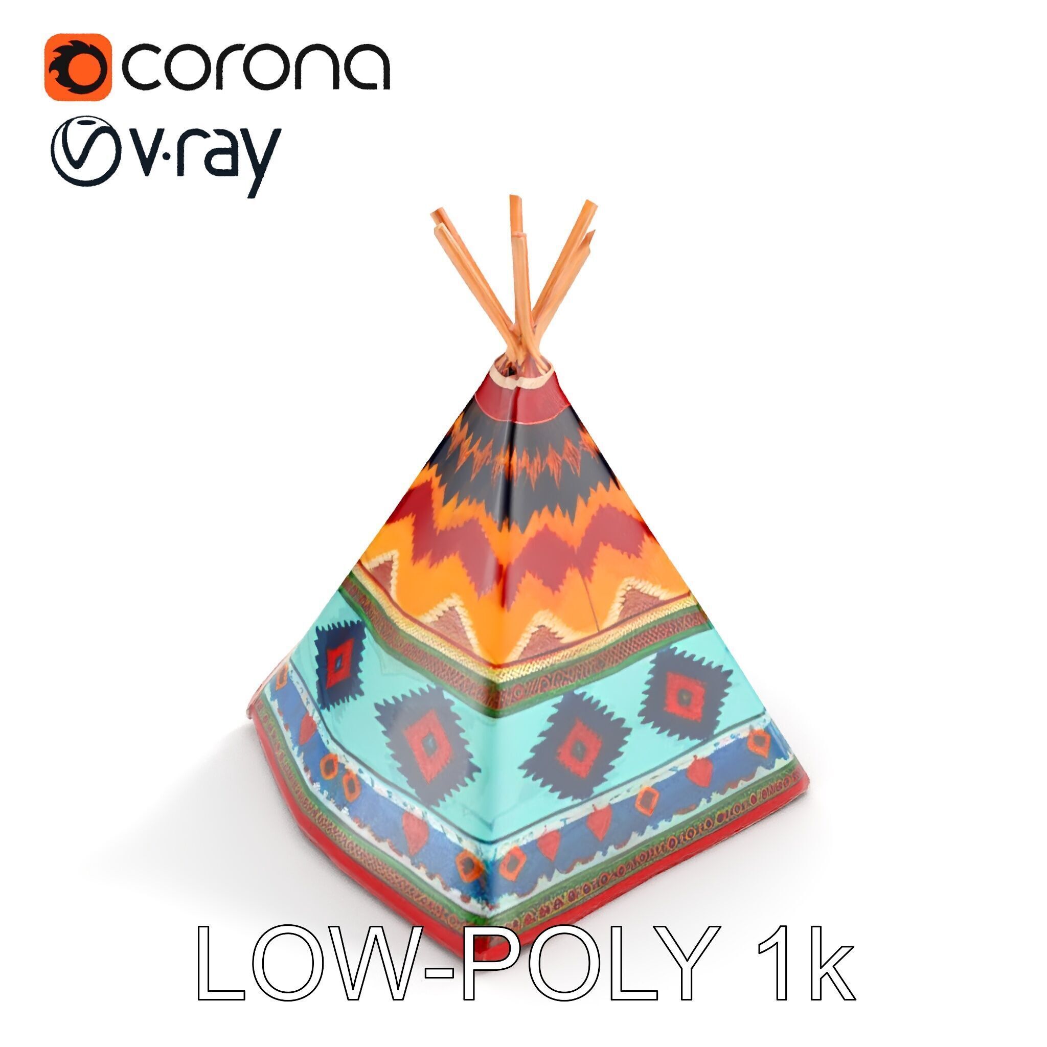 Colorful Teepee Tent D Model Pack Low-poly 3D model_20