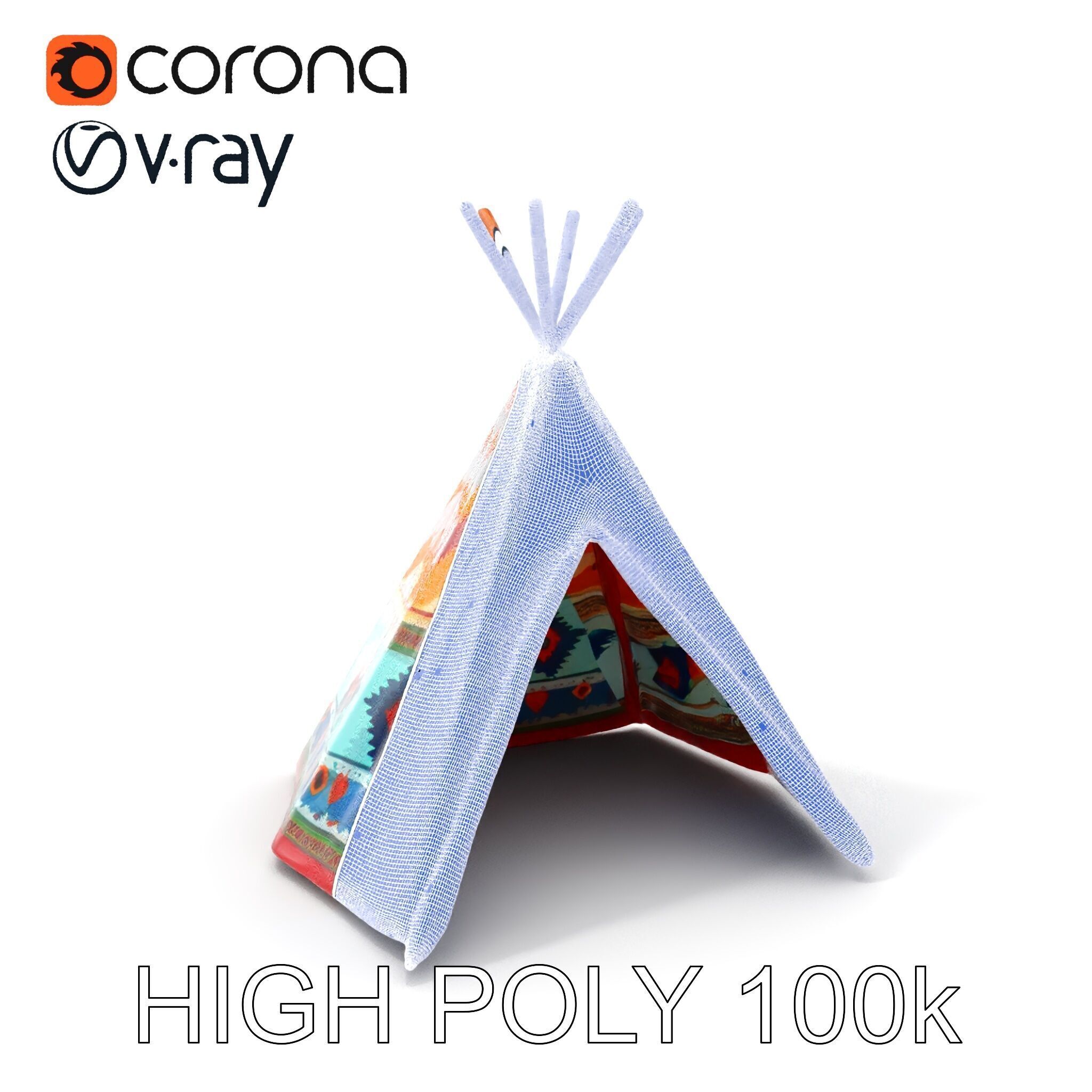 Colorful Teepee Tent D Model Pack Low-poly 3D model_4
