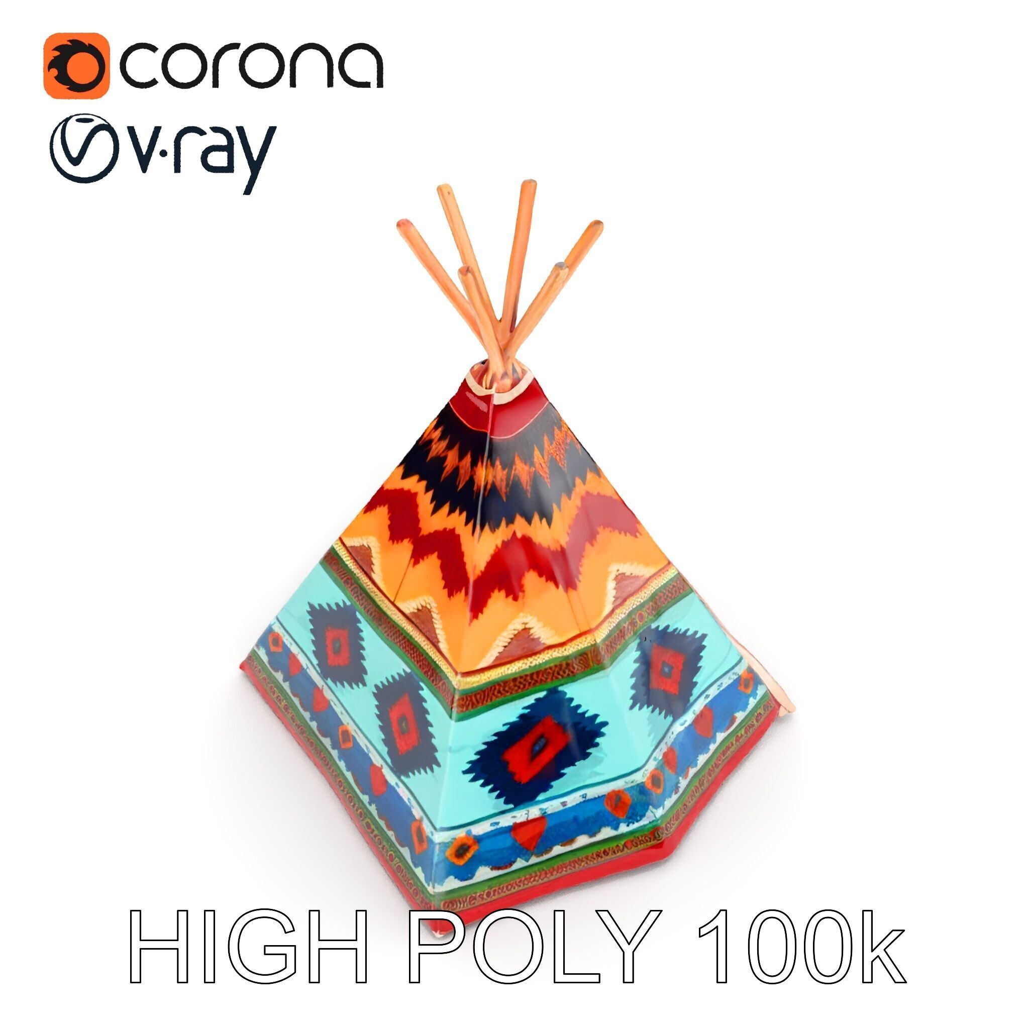Colorful Teepee Tent D Model Pack Low-poly 3D model_34