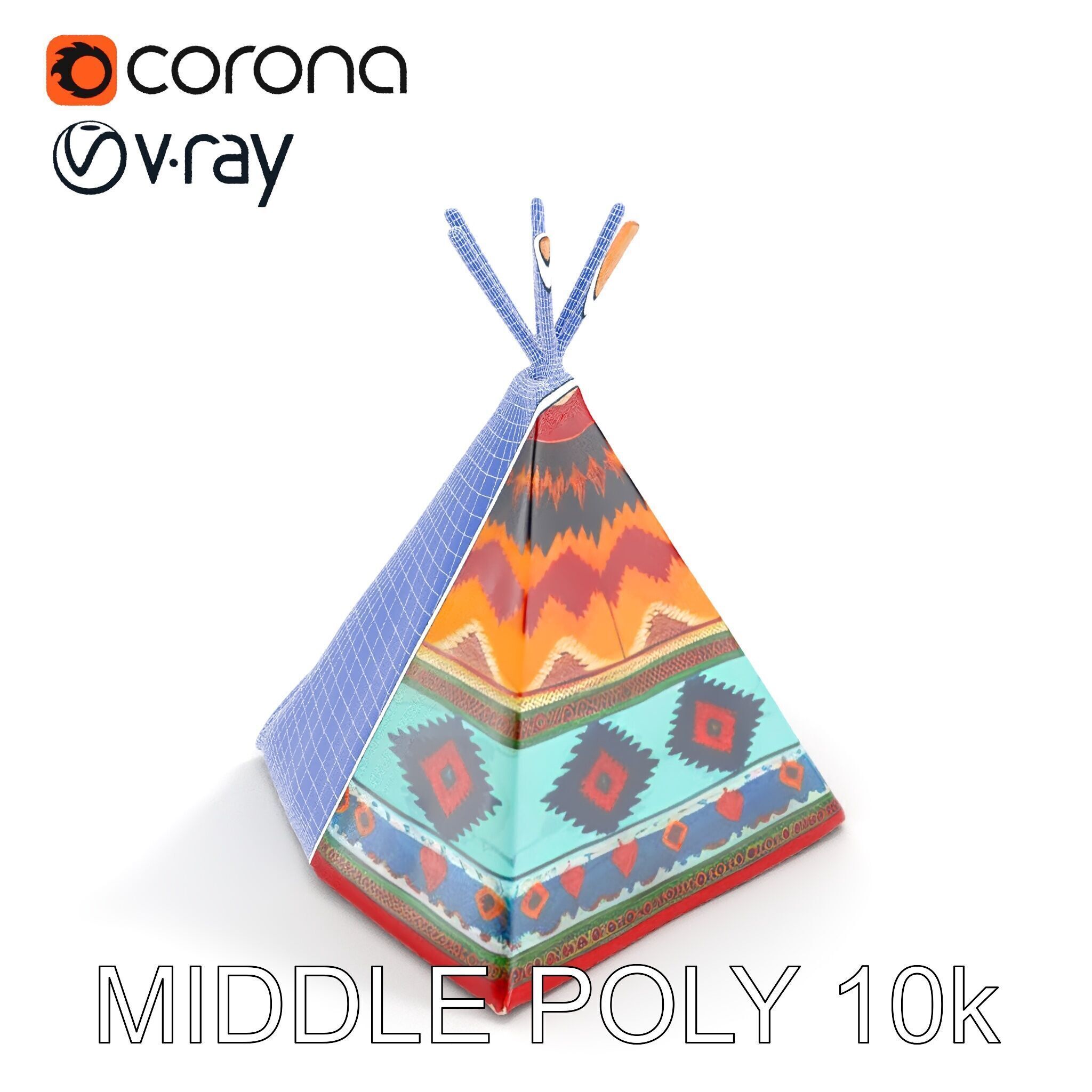 Colorful Teepee Tent D Model Pack Low-poly 3D model_27