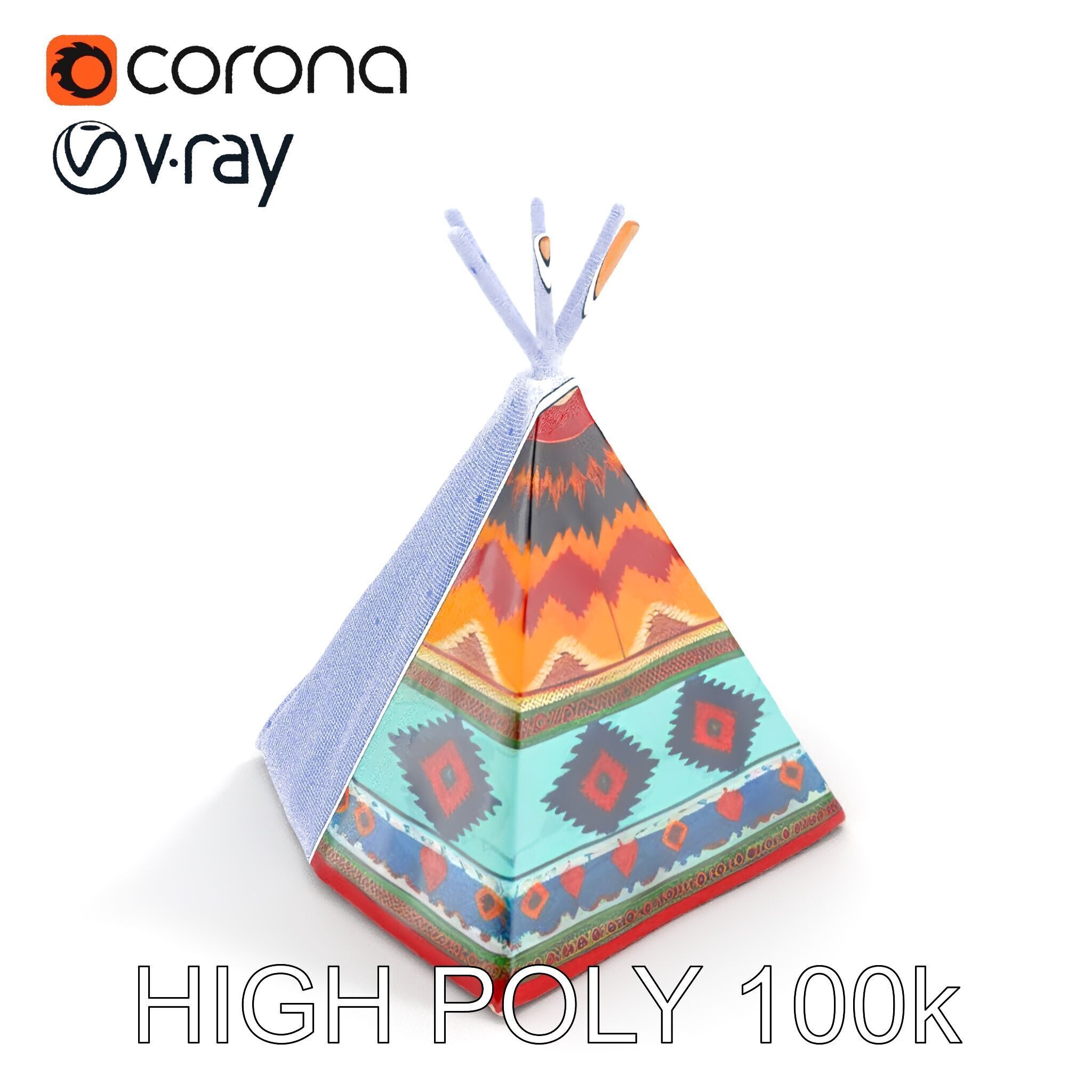 Colorful Teepee Tent D Model Pack Low-poly 3D model_21