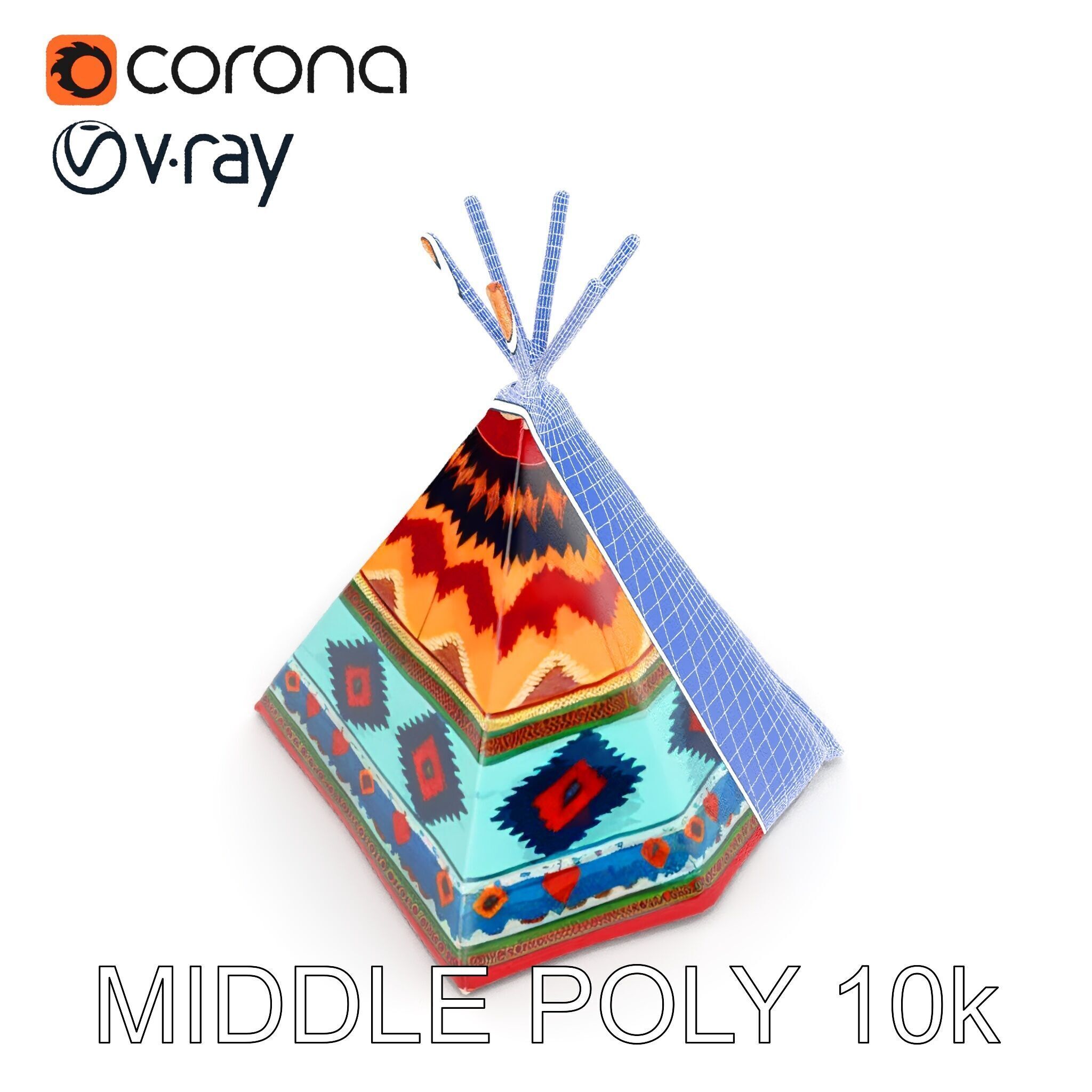 Colorful Teepee Tent D Model Pack Low-poly 3D model_29