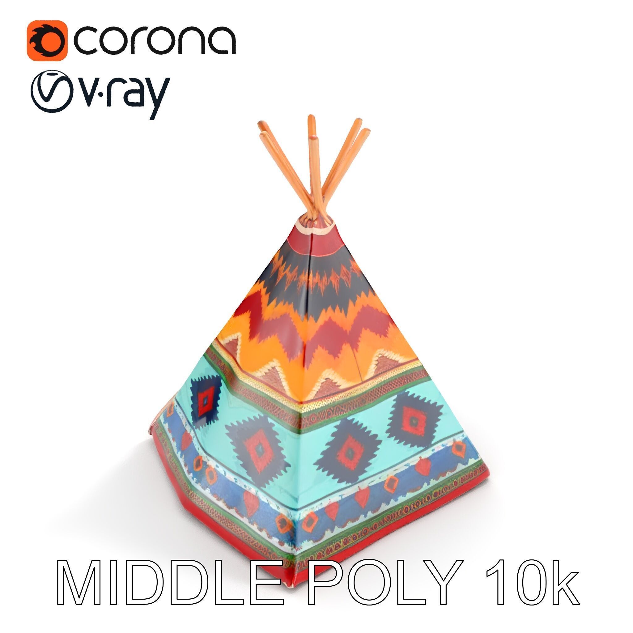 Colorful Teepee Tent D Model Pack Low-poly 3D model_14