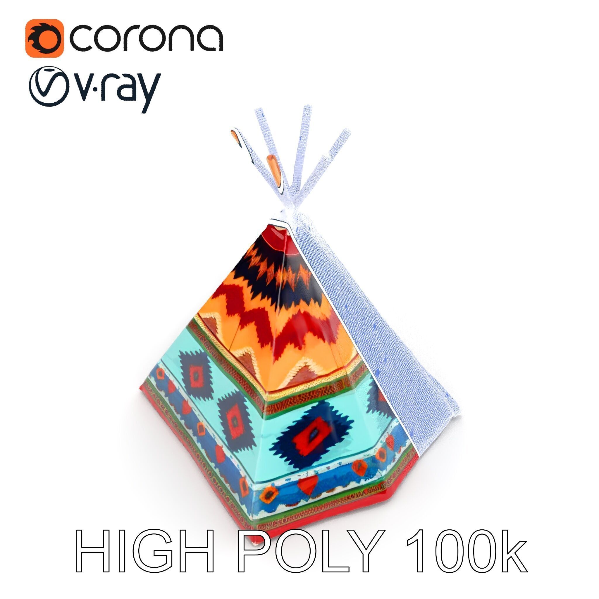 Colorful Teepee Tent D Model Pack Low-poly 3D model_35