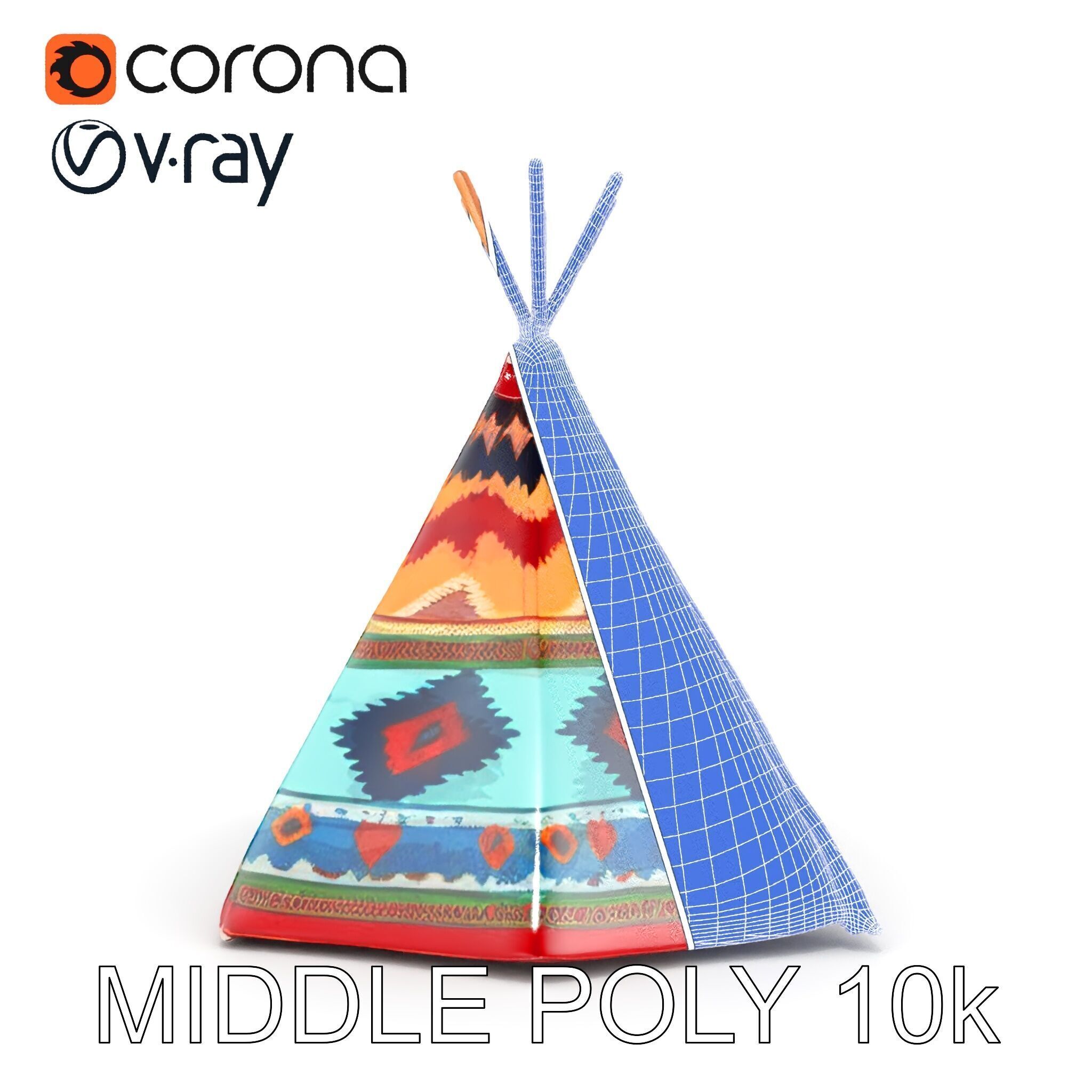 Colorful Teepee Tent D Model Pack Low-poly 3D model_22