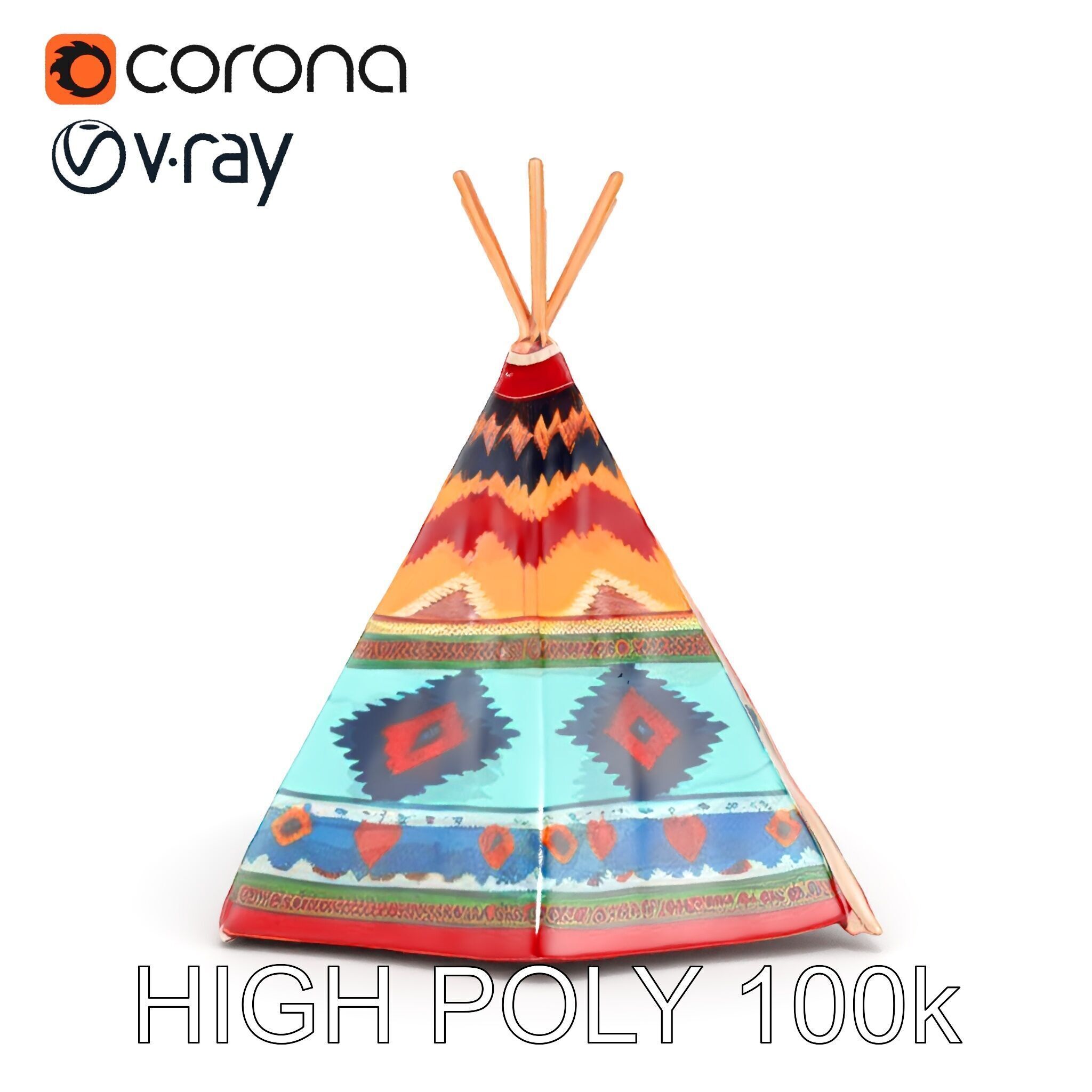Colorful Teepee Tent D Model Pack Low-poly 3D model_13