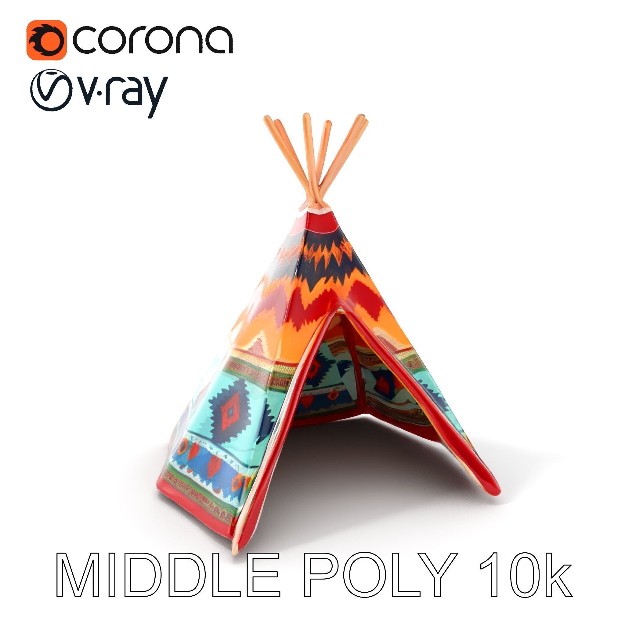 Colorful Teepee Tent D Model Pack Low-poly 3D model_6