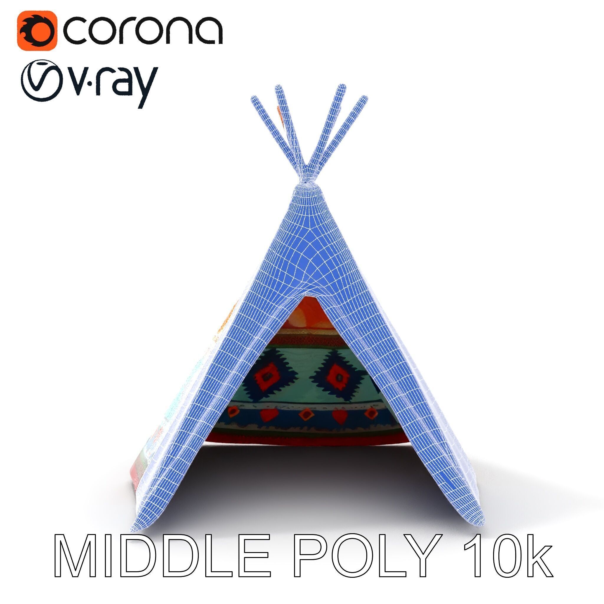 Colorful Teepee Tent D Model Pack Low-poly 3D model_32
