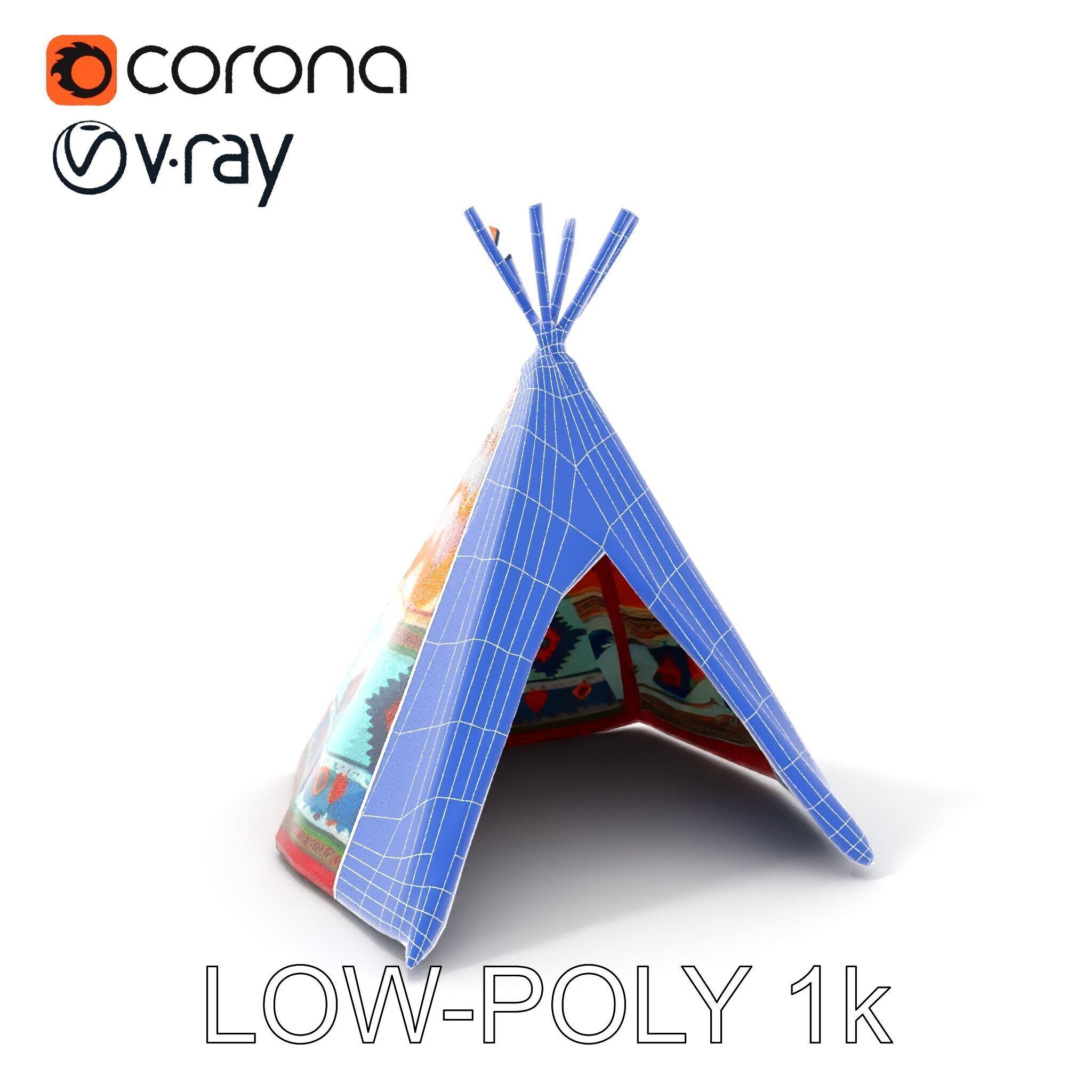 Colorful Teepee Tent D Model Pack Low-poly 3D model_26