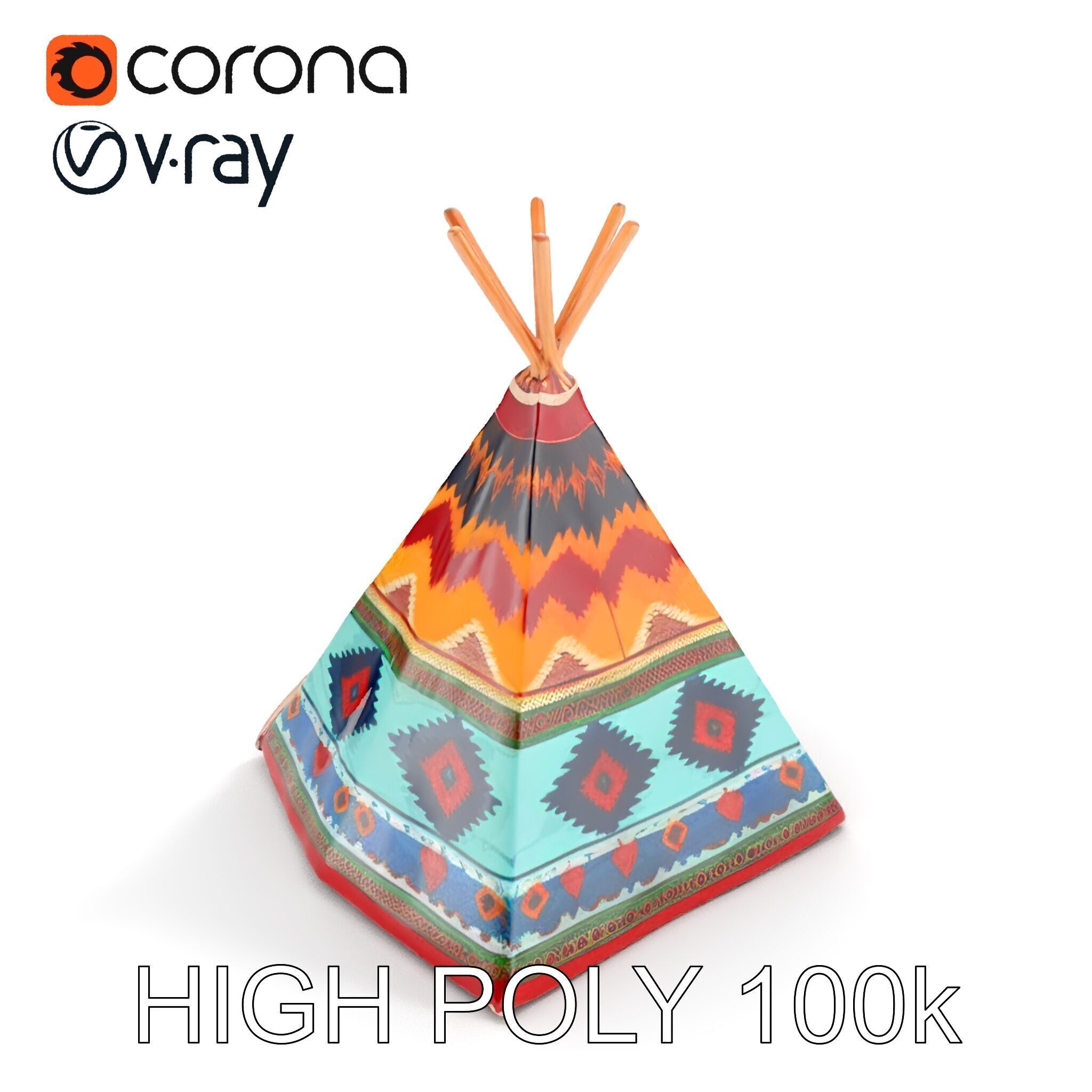 Colorful Teepee Tent D Model Pack Low-poly 3D model_24