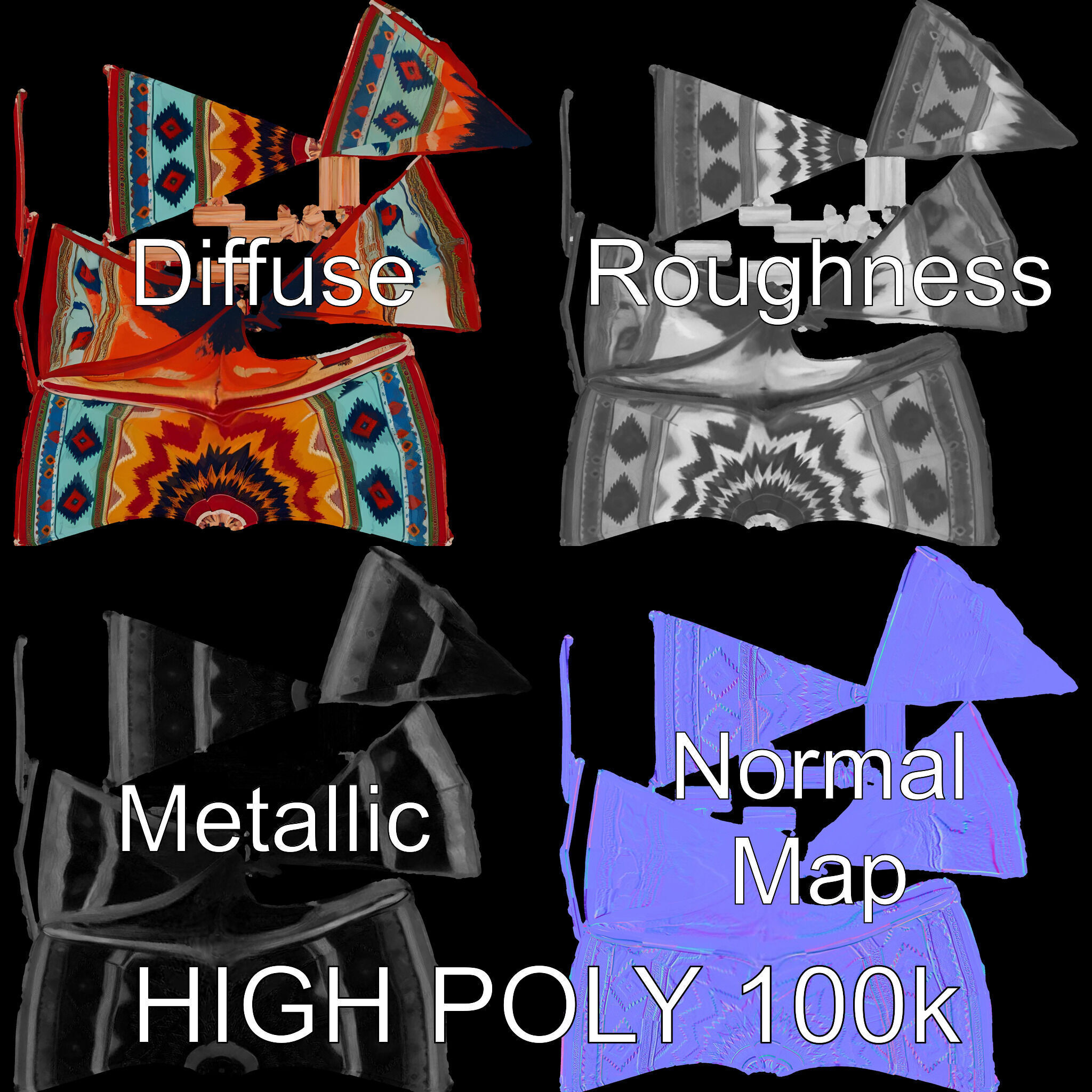 Colorful Teepee Tent D Model Pack Low-poly 3D model_3