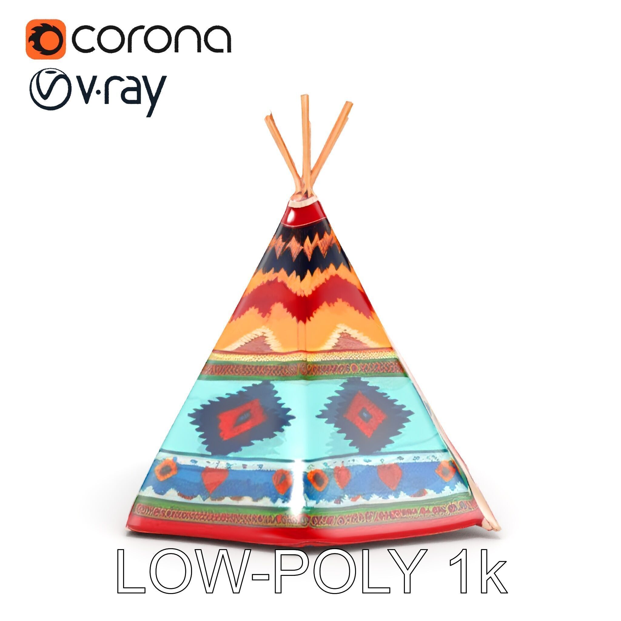 Colorful Teepee Tent D Model Pack Low-poly 3D model_15