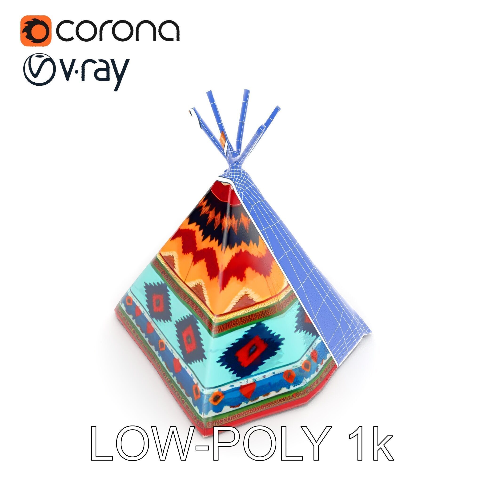 Colorful Teepee Tent D Model Pack Low-poly 3D model_30