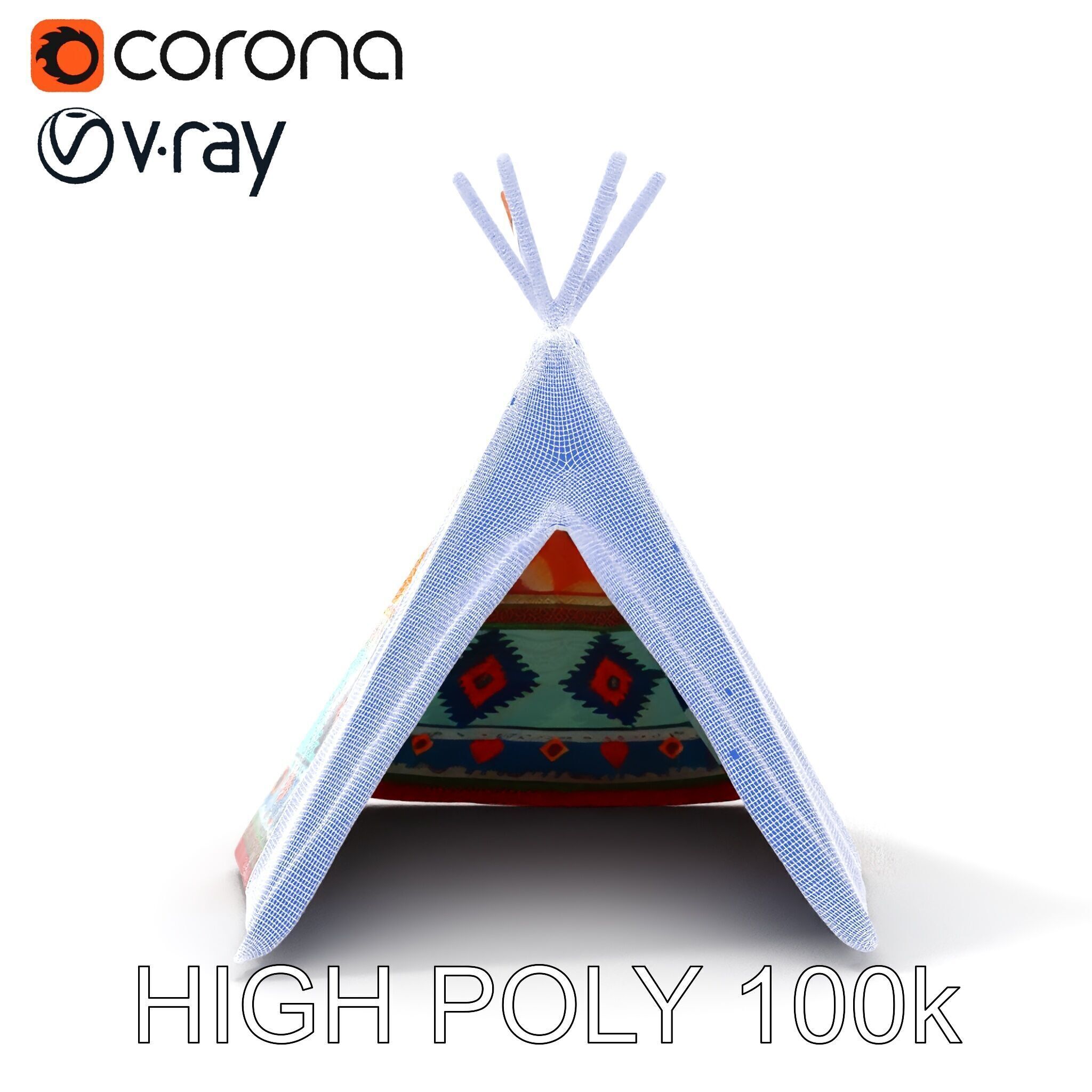 Colorful Teepee Tent D Model Pack Low-poly 3D model_16