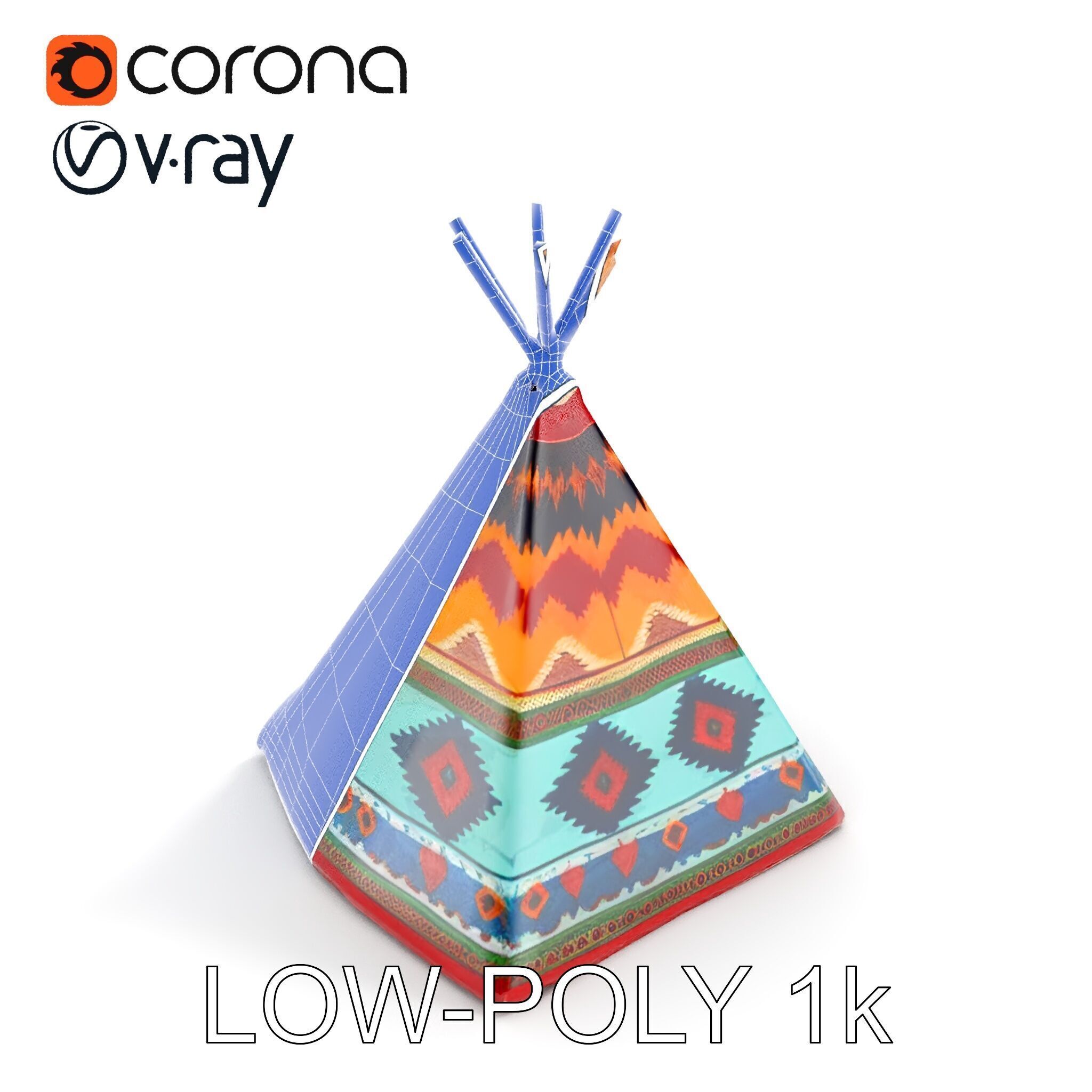 Colorful Teepee Tent D Model Pack Low-poly 3D model_7