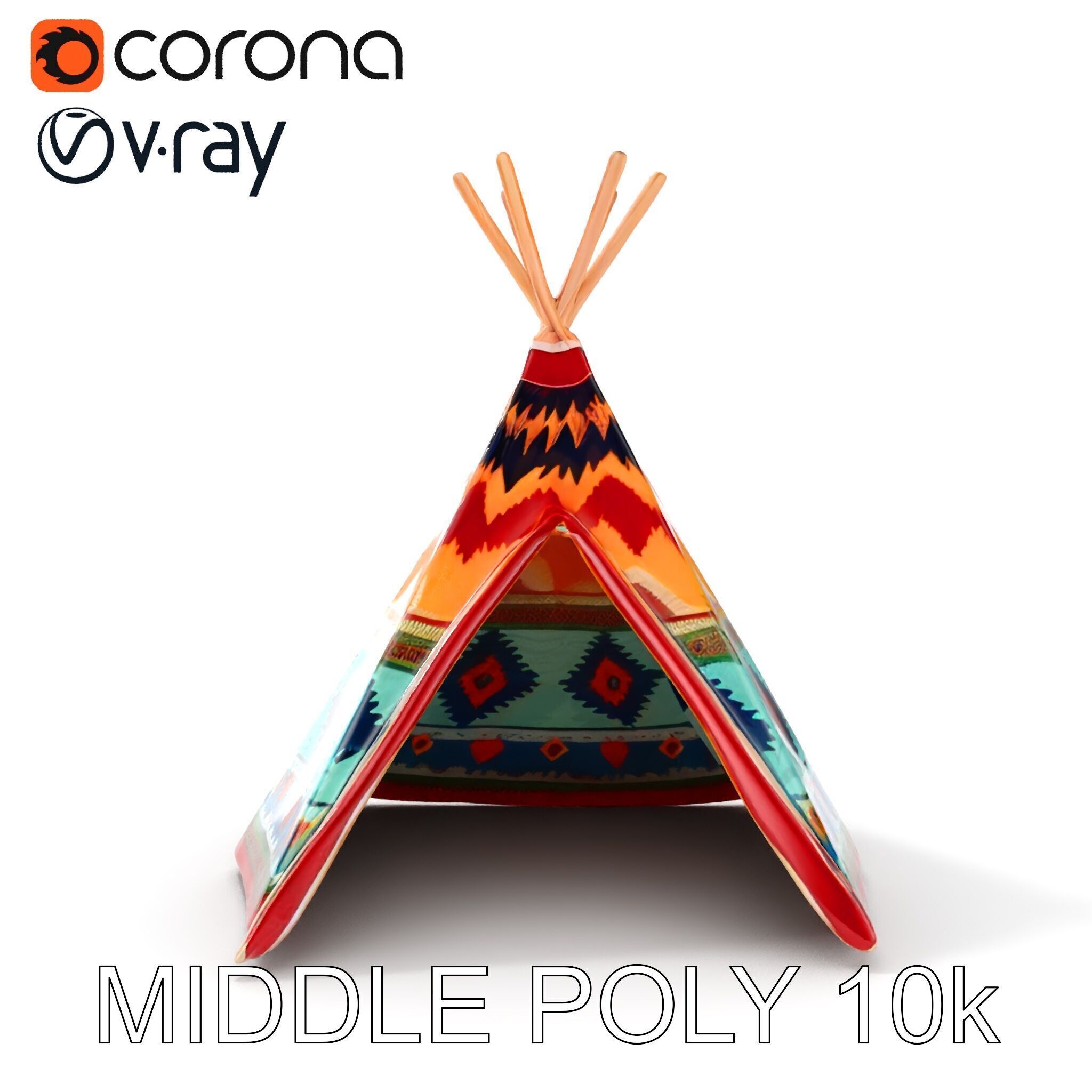 Colorful Teepee Tent D Model Pack Low-poly 3D model_11