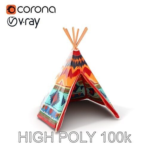 Colorful Teepee Tent D Model Pack Low-poly 3D model