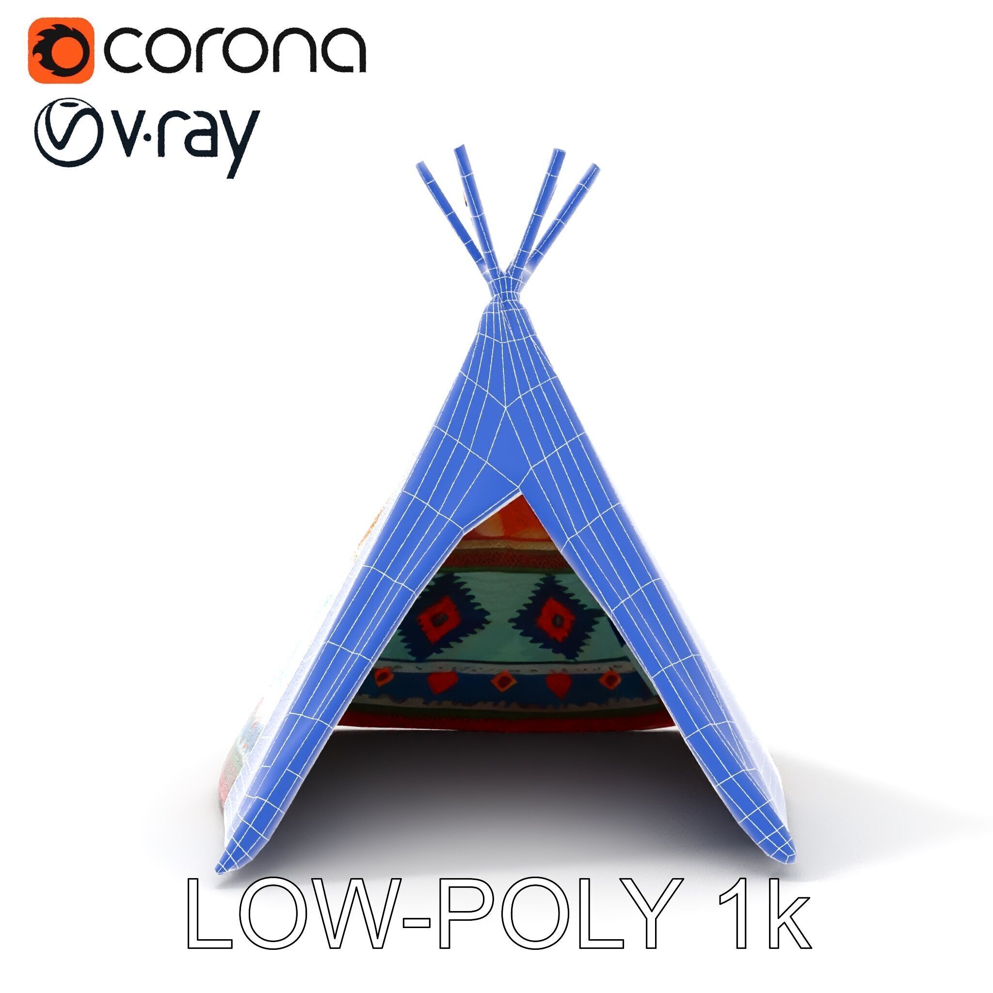 Colorful Teepee Tent D Model Pack Low-poly 3D model_28