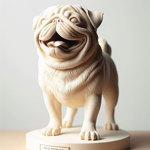 780  Laughing Pug   Ivory Style  3D Printed  Statue 3D print model