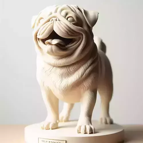 780  Laughing Pug   Ivory Style  3D Printed  Statue