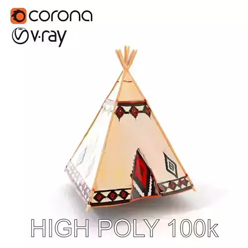 Native American Tipi Tent Model Pack Low-poly 3D model