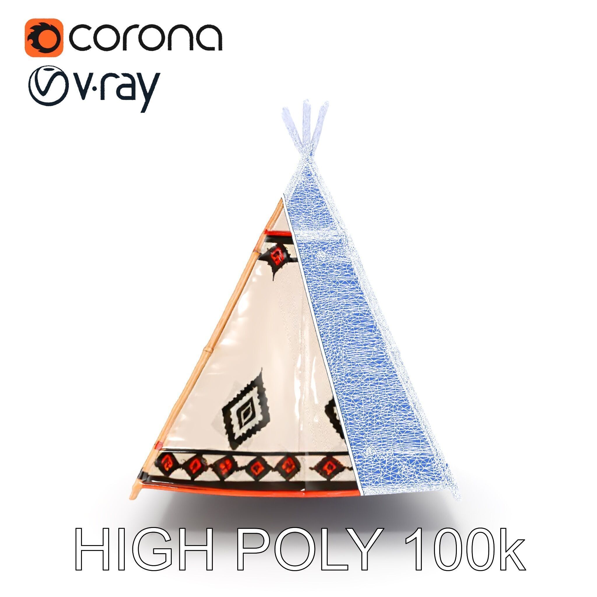 Native American Tipi Tent Model Pack Low-poly 3D model_25