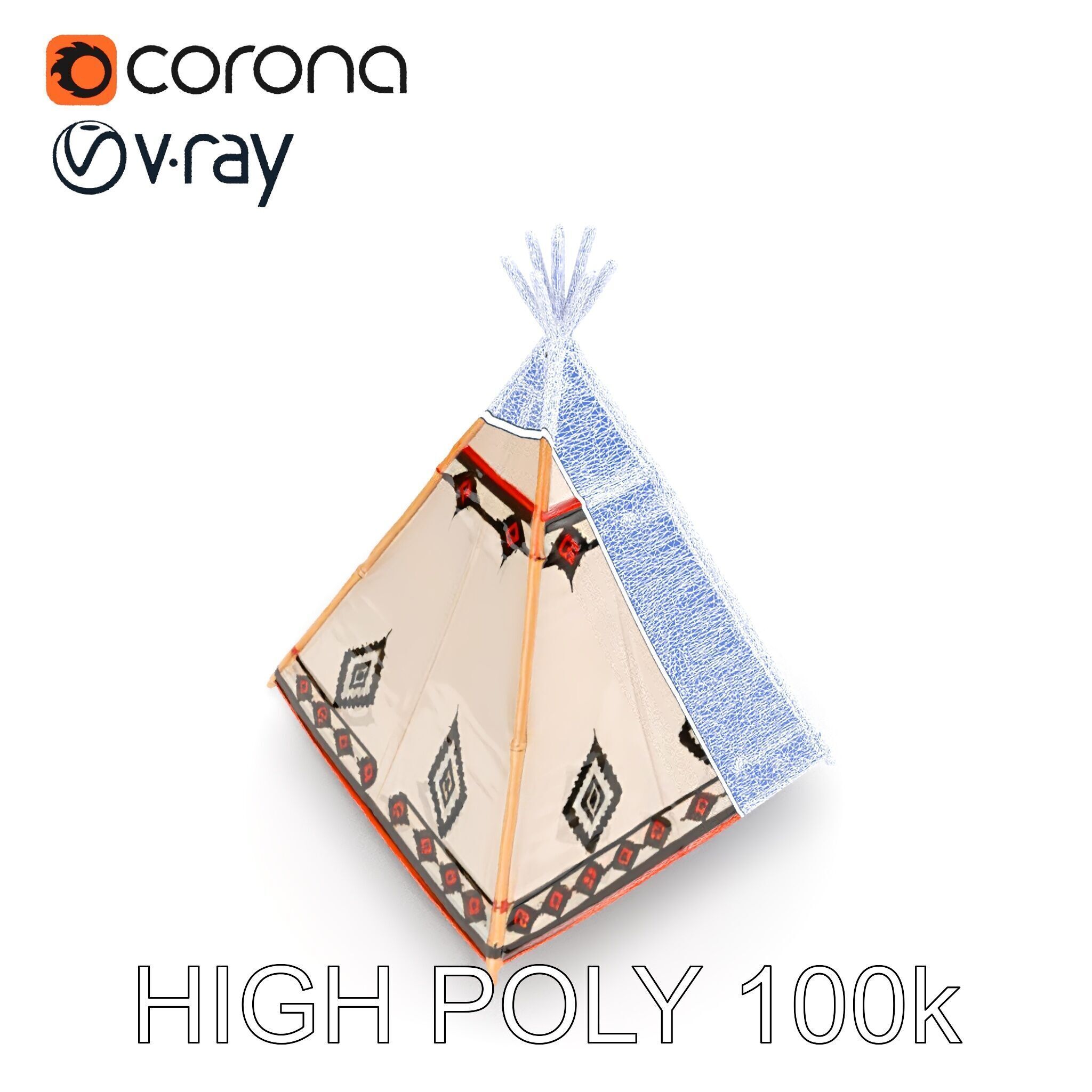 Native American Tipi Tent Model Pack Low-poly 3D model_8