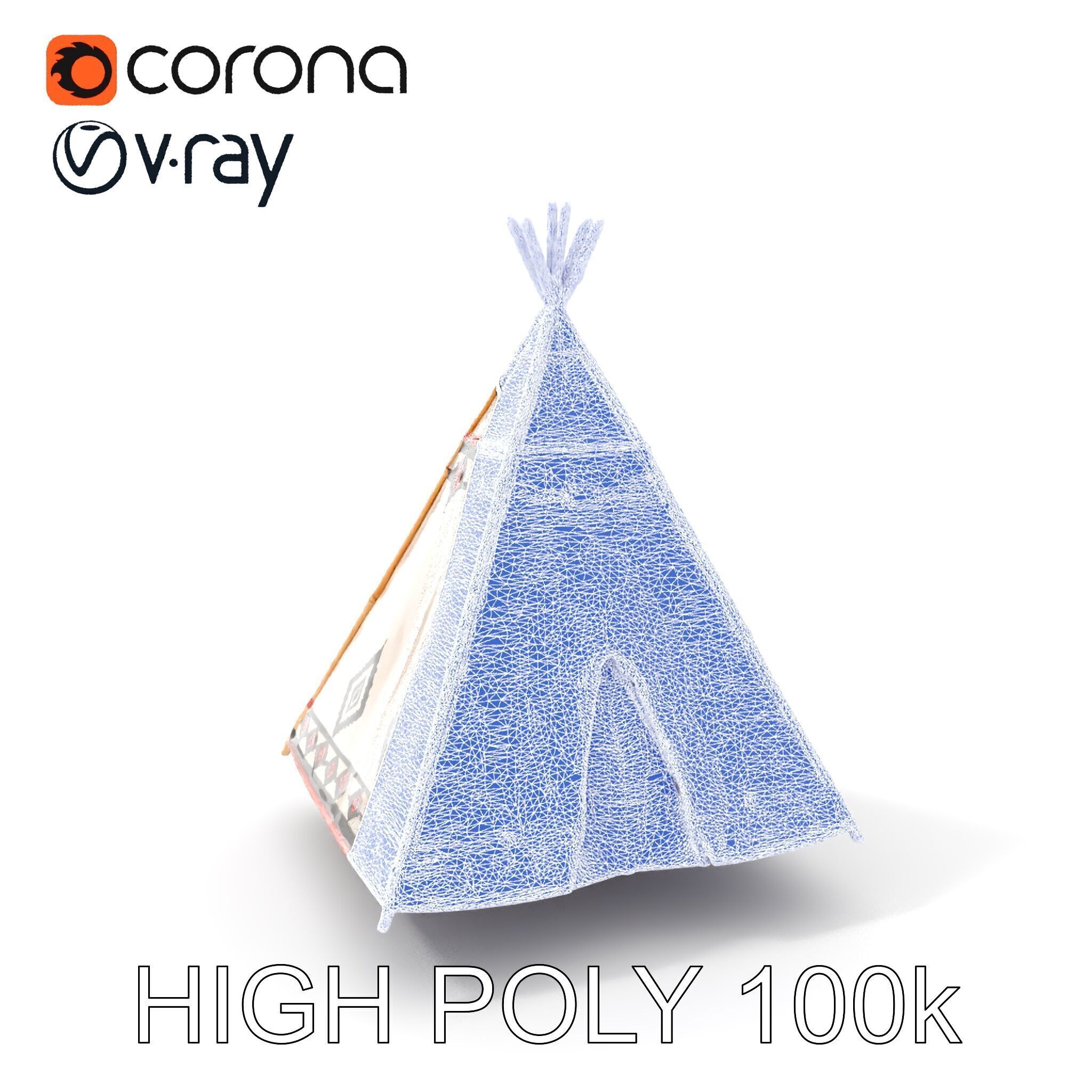 Native American Tipi Tent Model Pack Low-poly 3D model_19