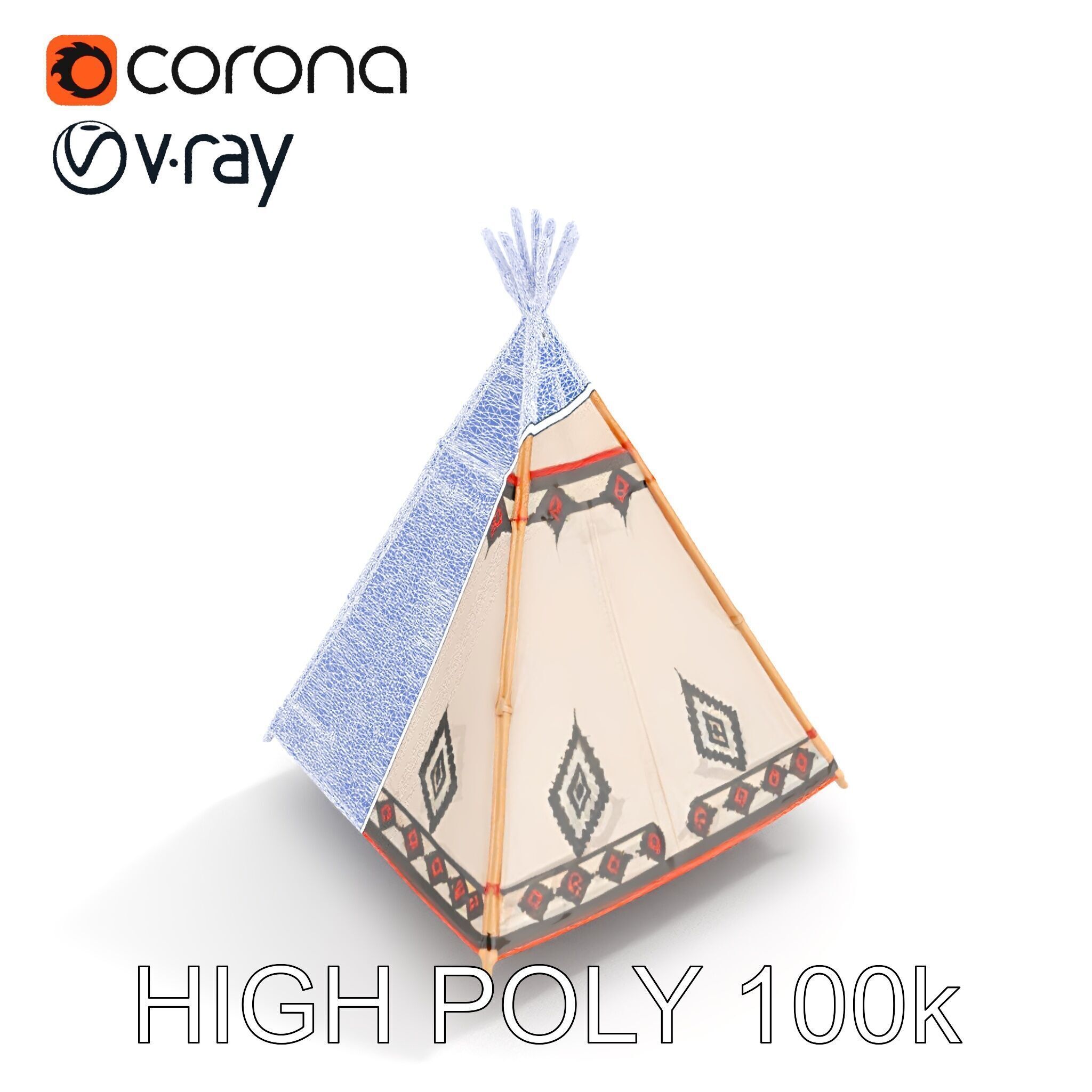 Native American Tipi Tent Model Pack Low-poly 3D model_15