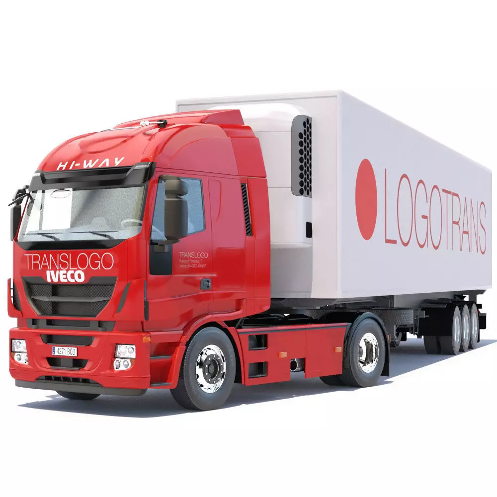 IVECO Hi-Way with Refrigerated Trailer 3D model