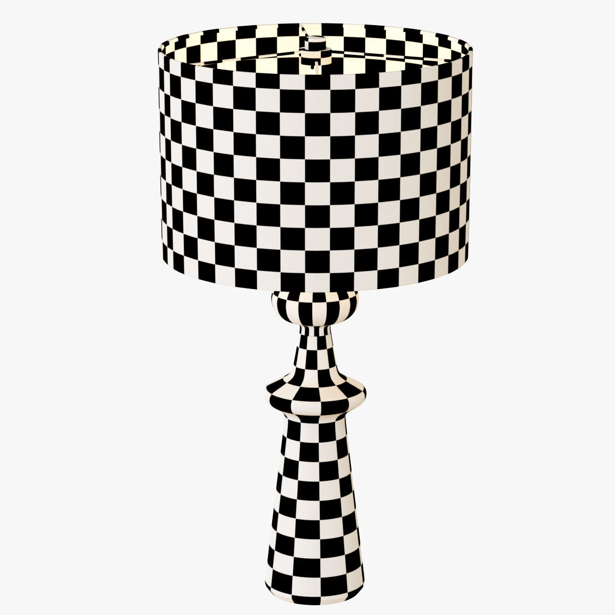 Turned Wood Table Lamp - Tall 3D model_4