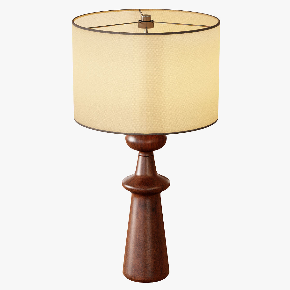 Turned Wood Table Lamp - Tall 3D model_1