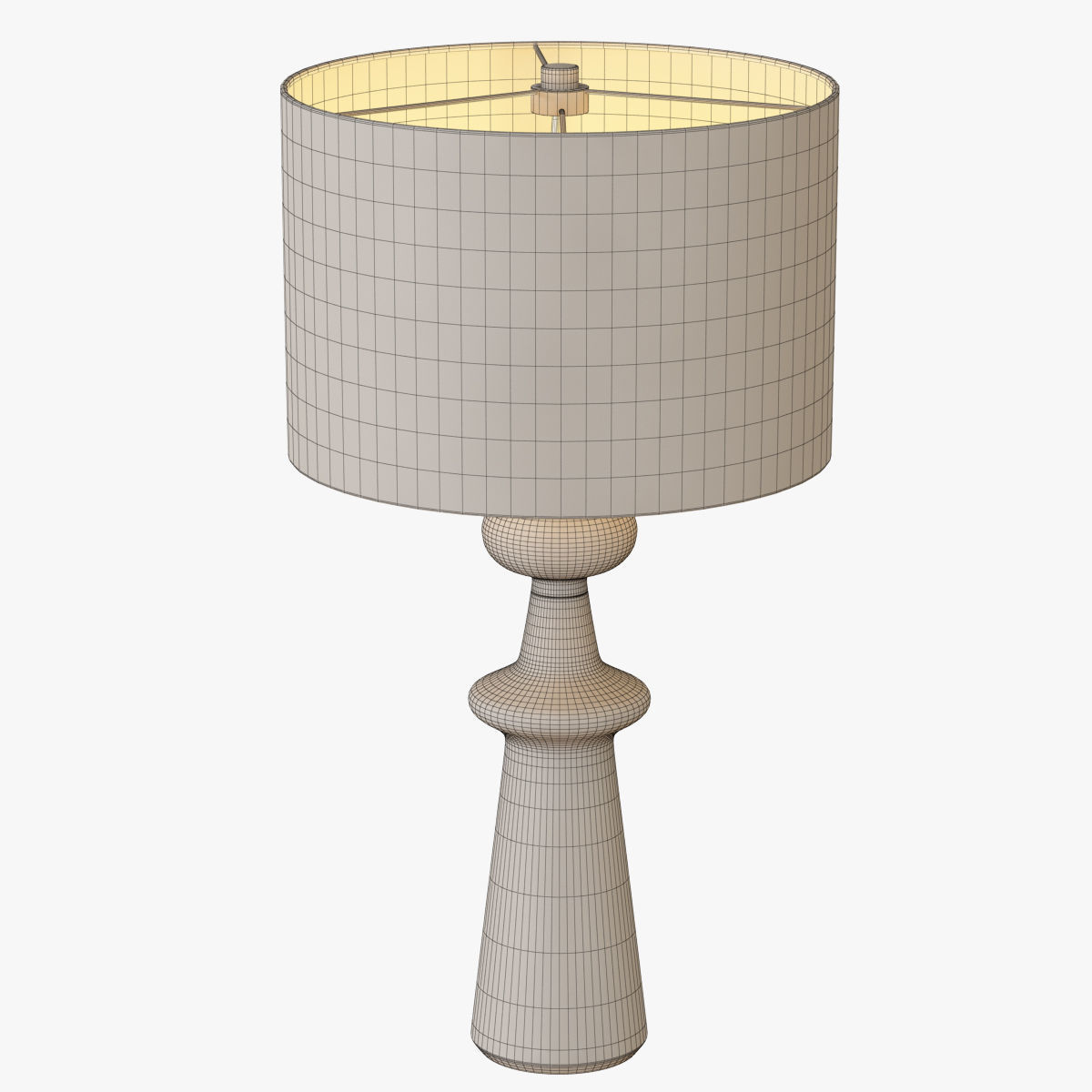Turned Wood Table Lamp - Tall 3D model_3